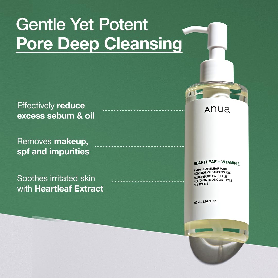 Anua Double Cleanser Duo for Facial Cleansing : Heartleaf Pore Control Cleansing Oil & Heartleaf Quercetinol Pore Deep Cleansing Foam for Double Cleansing, Blackhead Remover, Korean Skincare - Image 5