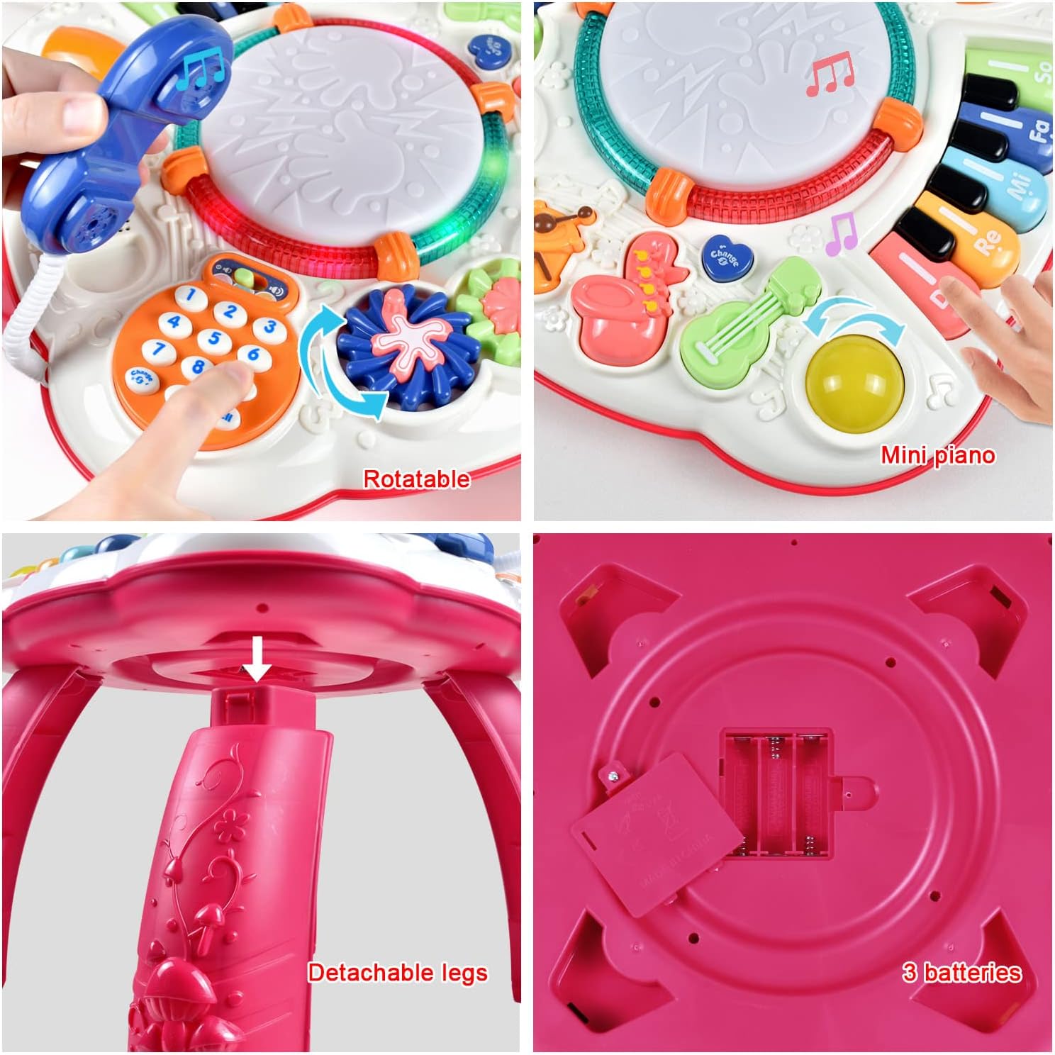 Early Development Baby Toys 6 to 12 Months,Activity Music Toys for Toddlers 11.8×11.8×12.2 Inches (Red) - Image 4