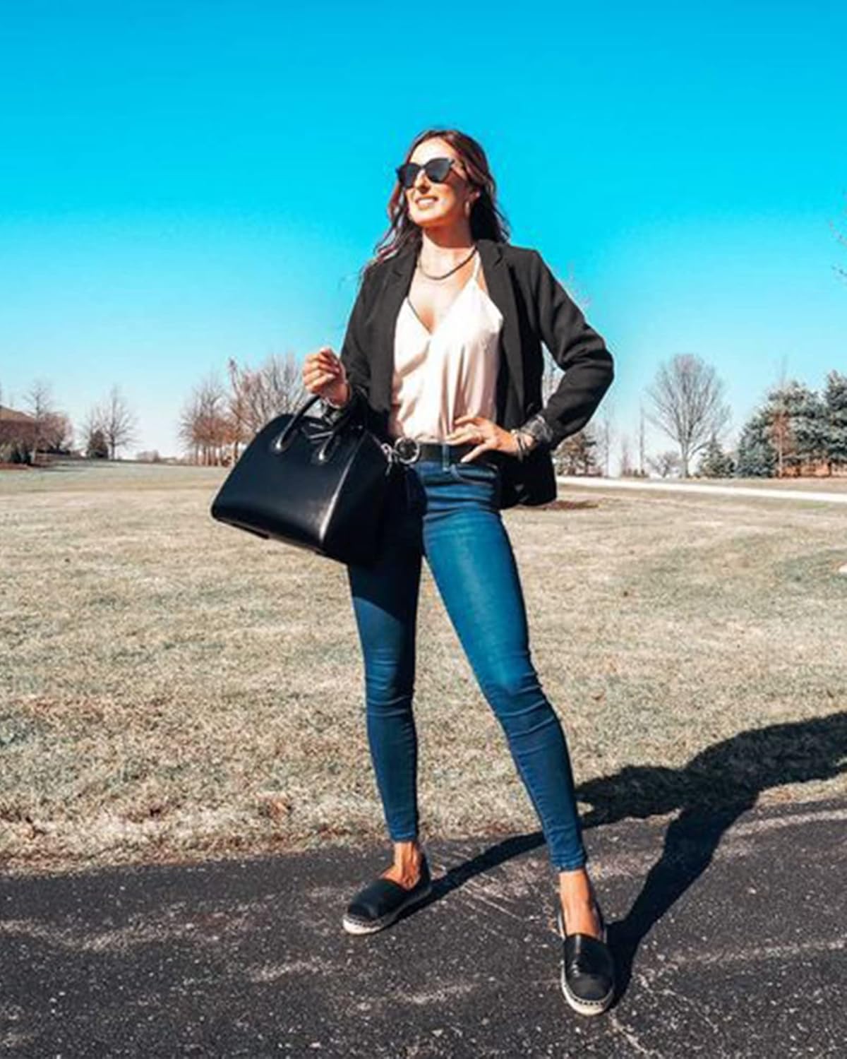 LookbookStore Womens Notched Lapel Pockets Button Work Office Blazer Jacket Suit - Image 6