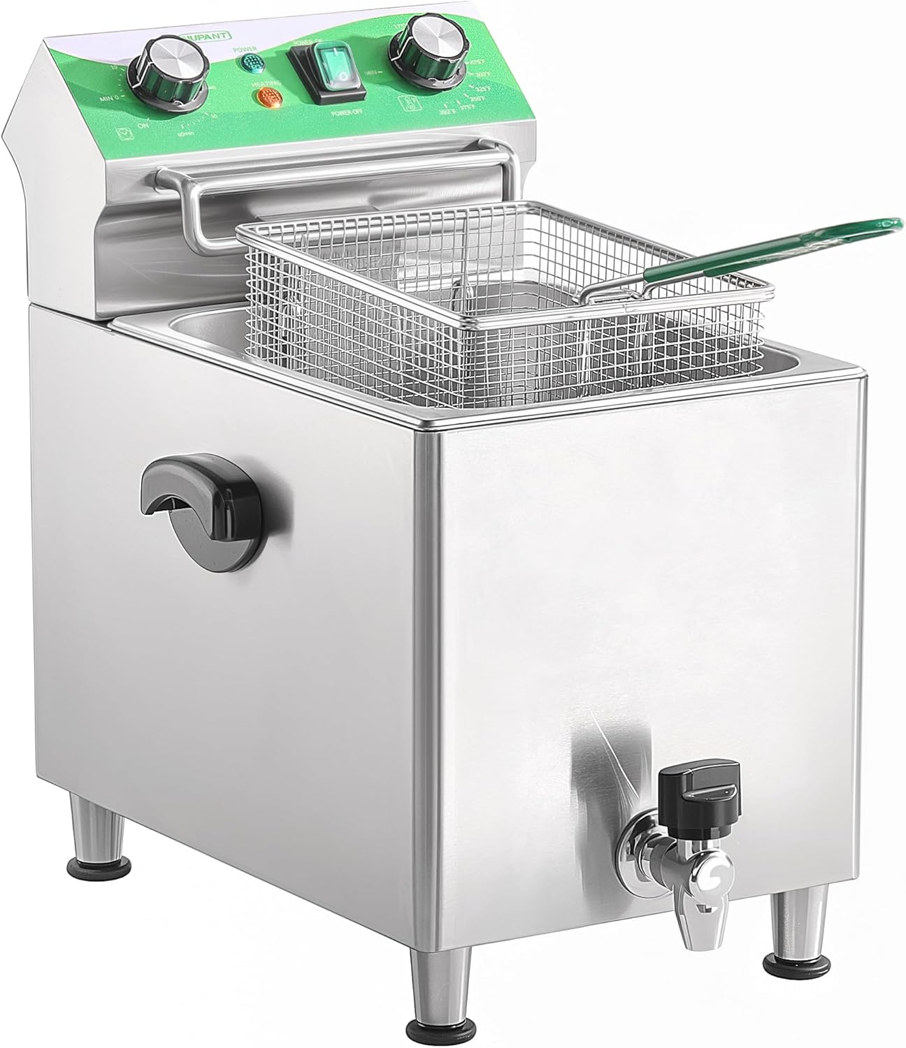 Deep Fryer with Basket and Lid Commercial Fryers with Oil Filtration and Timer 12L/12.7QT Electric Countertop Fryer Stainless Steel Single Tank Fryer for Home and Reastaurant Use 110V 1750W - Image 2