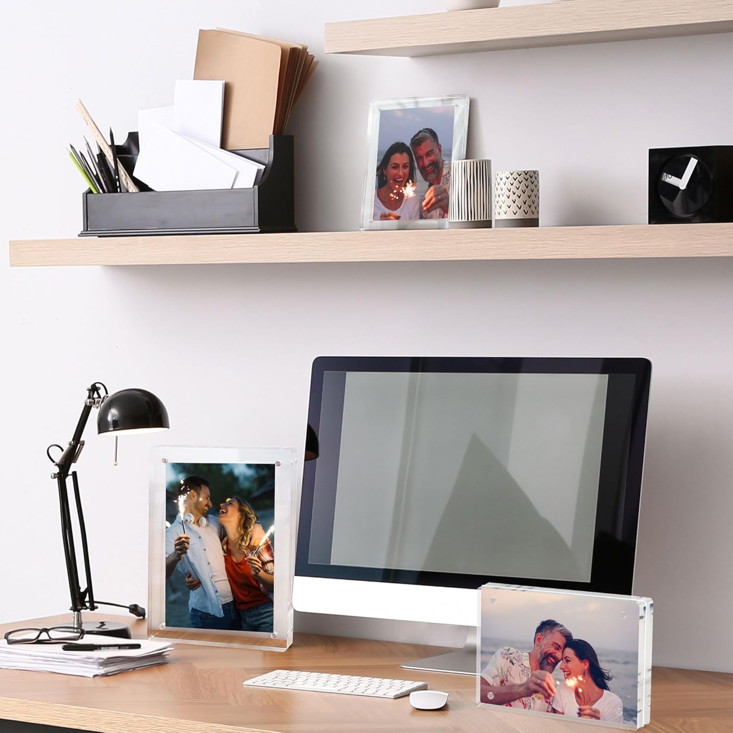 3 Pack Acrylic Picture Frames 57, Clear Magnetic Frames, Minimalist Free Standing Photo Display - Image 7