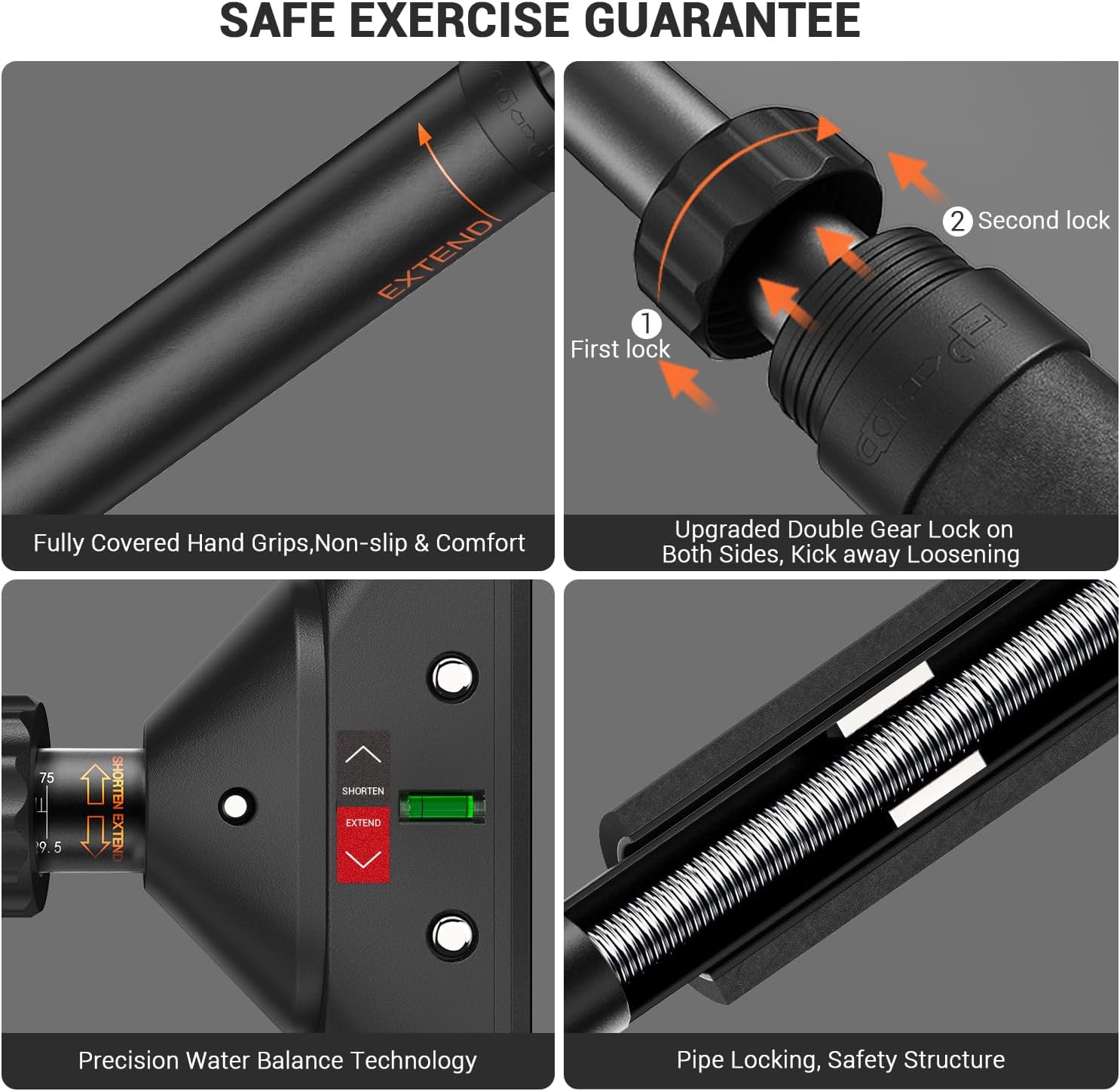 Sportneer Pull Up Bar: Strength Training Chin up Bar without Screws - Adjustable 29.5''-37'' Width Locking Mechanism Pull-up Bar for Doorway - Max Load 440lbs for Home Gym Upper Body Workout, Non-slip - Image 7