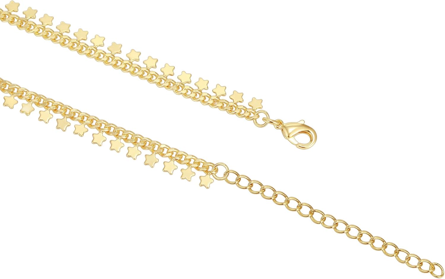 PAVOI 14K Gold Plated Charm Link Chain Anklets for Women | Dainty Cubic Zirconia Boho Dot Evil Eye Star Station Solitaire Pearl Beaded Festival Adjustable Gold Anklets - Image 4