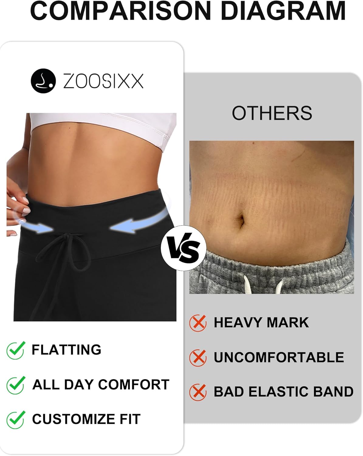 ZOOSIXX Soft Black Pajama Pants for Women, Wide Leg Comfy Casual Lounge Yoga Capri Pants 22'' / 30'' - Image 5