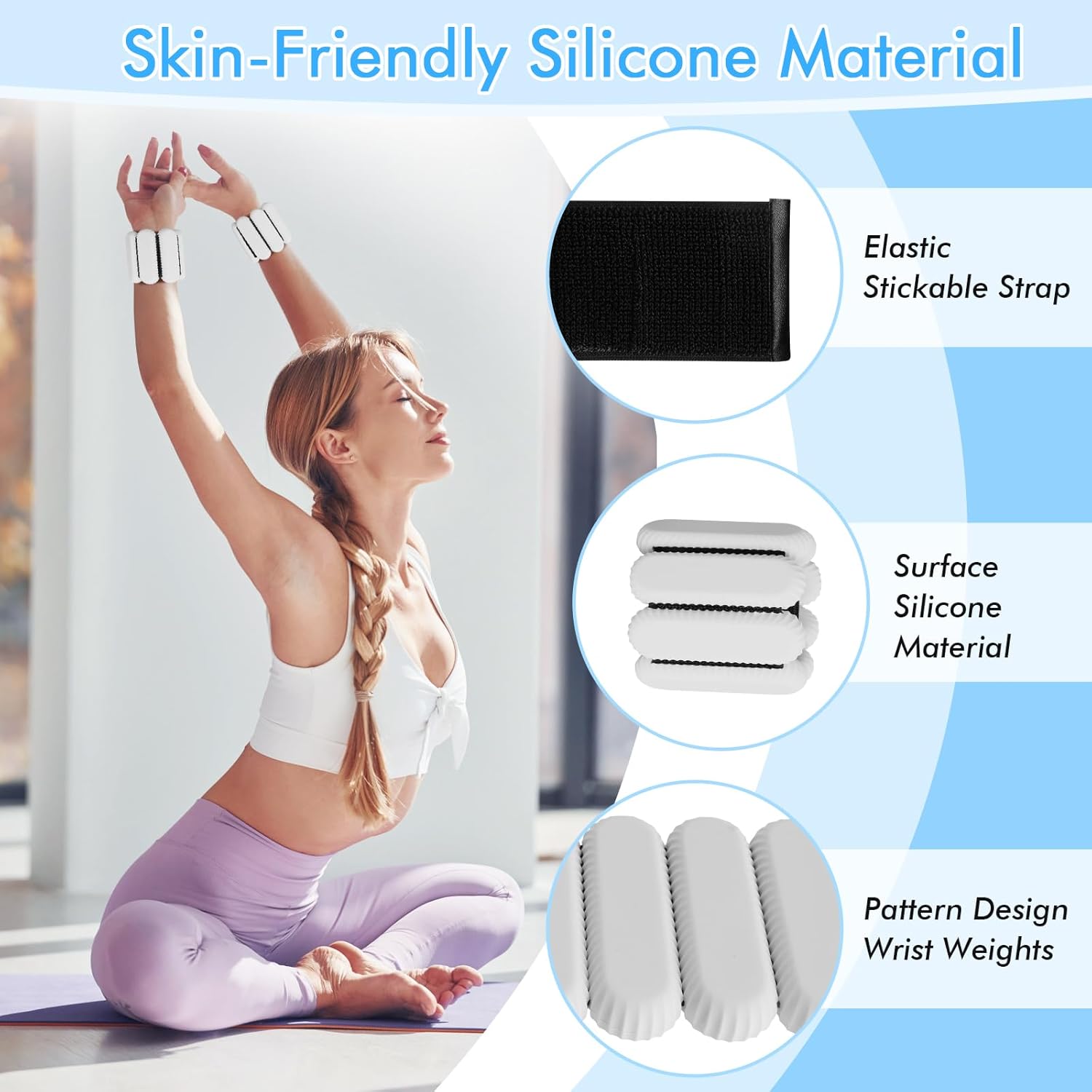 Wrist Ankle Weights for Women, Adjustable Ankle Weights Strength Training Silicone Bracelets Workout Wrist Ankle Weights for Men Women Yoga Running Dance Ankle Arm Leg Weights (2lb) - Image 4