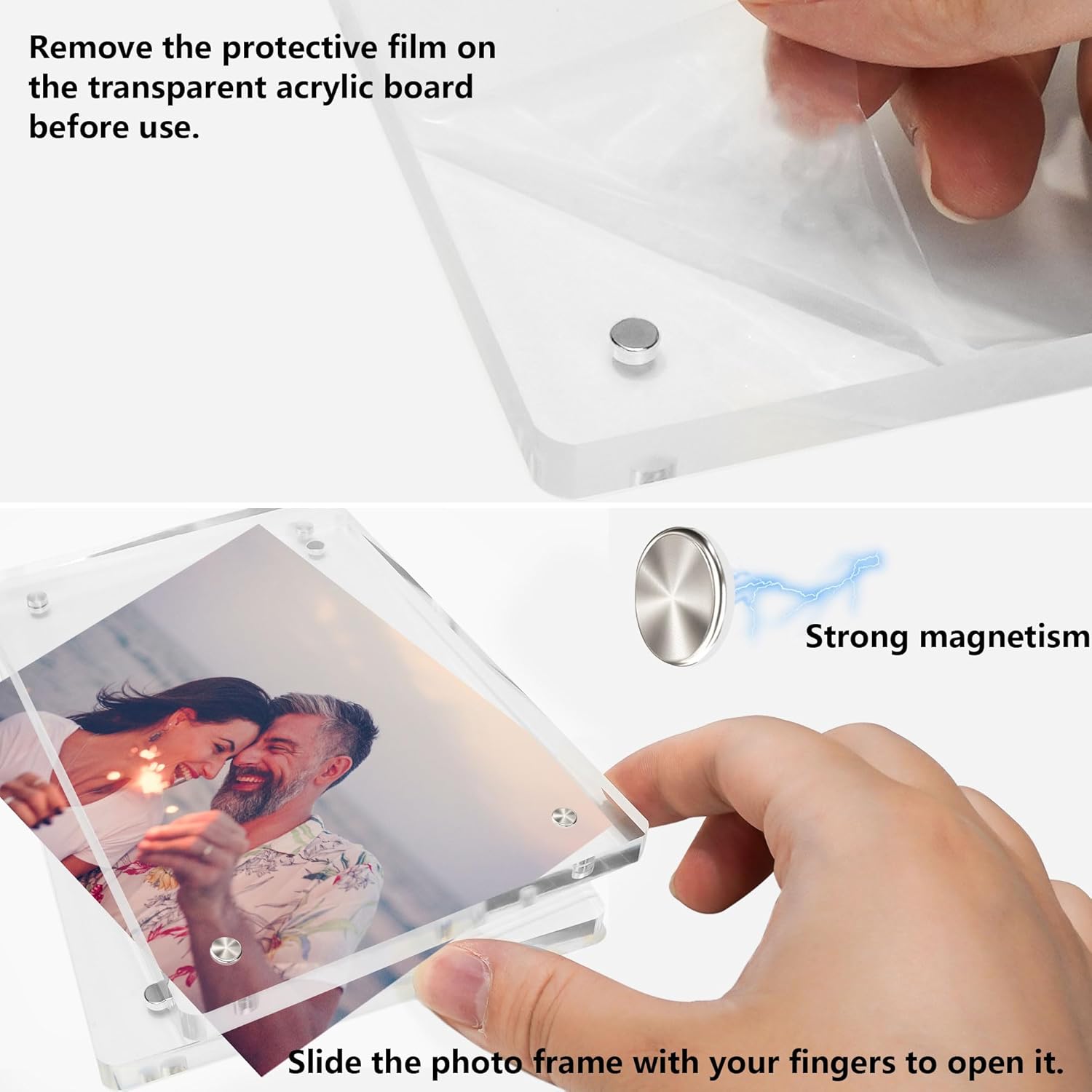 3 Pack Acrylic Picture Frames 57, Clear Magnetic Frames, Minimalist Free Standing Photo Display - Image 5