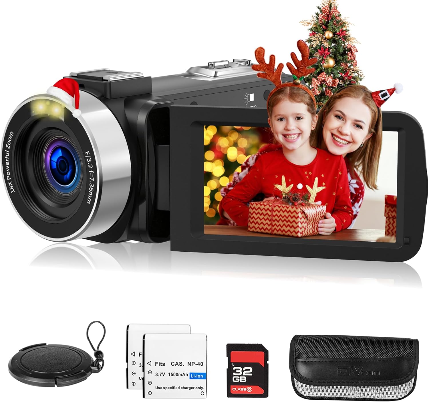 Video Camera Camcorder,Full HD 2.7K 42MP Digital Cameras Recorder for YouTube 3.0 Inch 270 Degree Rotation LCD 18X Digital Zoom Vlogging Camera with 32G SD Card and 2 Batteries - Image 2