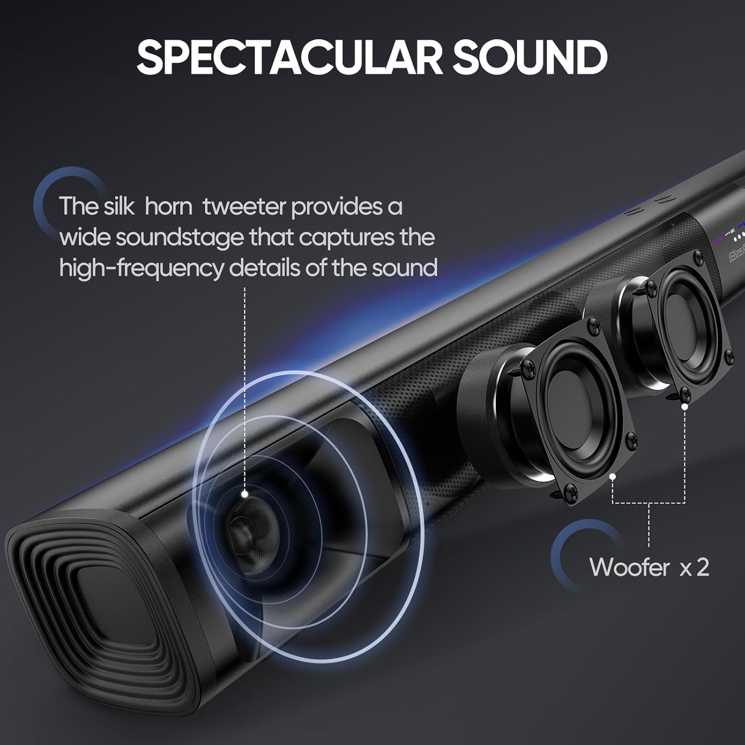 Saiyin Sound Bar for Smart TV, 31 Inches, 2-in-1 Detachable Soundbar for TV, Peak Power 90W Bluetooth TV Sound Bar for Surround Sound System,TV ARC/Optical/AUX/Wall Mount - Image 3