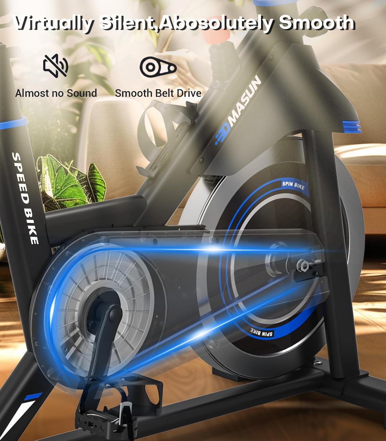 Exercise Bike, DMASUN Classic Brake Pad Stationary Bike for Home with 300 LBS Capacity, Indoor Bike with Comfortable Seat Cushion, Digital Display with Pulse - Image 4