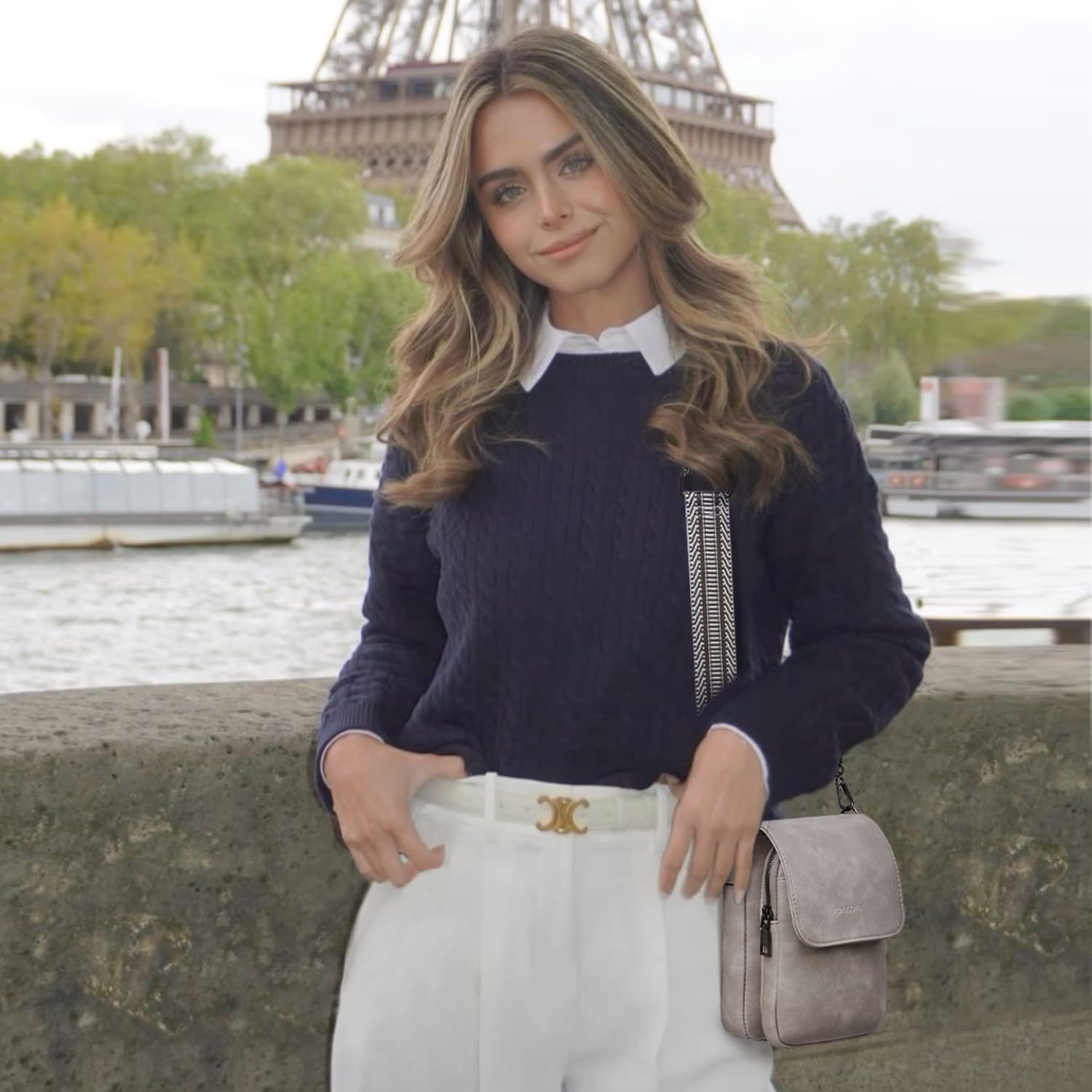 POIUGOYA Small Crossbody Bags for Women Trendy,Leather Triple Compartment Cell Phone Crossbody Wallet Purses with Card Slots - Image 3