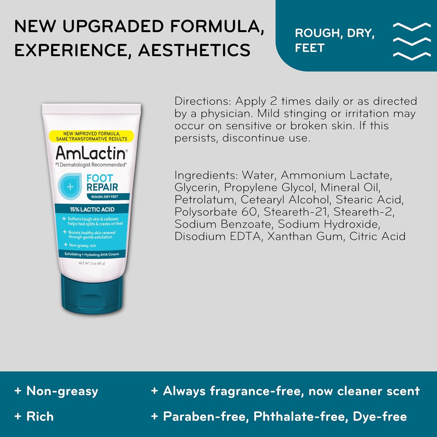 AmLactin Foot Repair Cream - 3 oz Cream for Dry Cracked Heels with 15% Lactic Acid - Exfoliator and Moisturizer for Dry Skin (Packaging May Vary) - Image 8