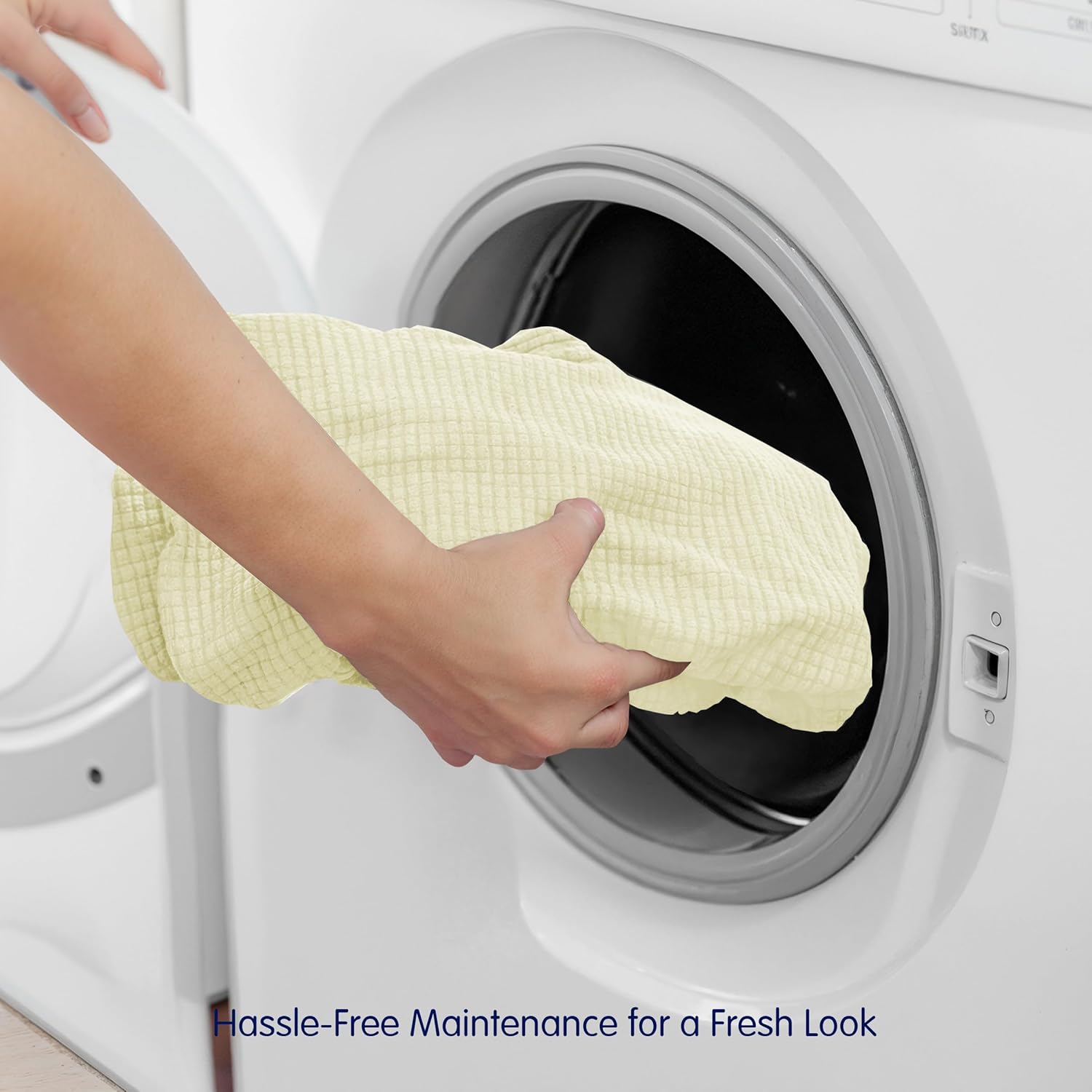 subrtex Slipcover Sets for Sofa, 7 Pieces Stretch Furniture Cover, Wear Resistant, Washable, Checkered Pattern, Ivory (Large) - Image 10