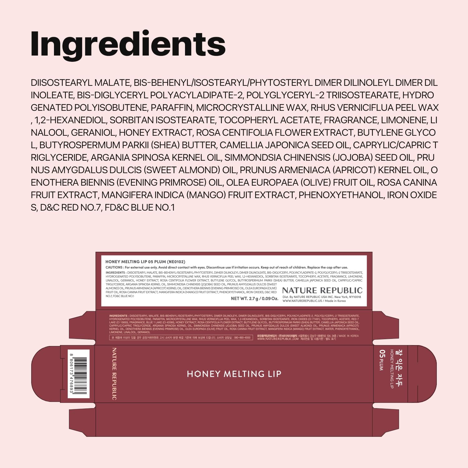 Nature Republic HONEY MELTING LIP (05 PLUM) SOFT LIP STICK, Hydrating jelly Gloss, Moisturizing balms, Sheer tint, Shine & Glowy Finish, korean make up - Image 9