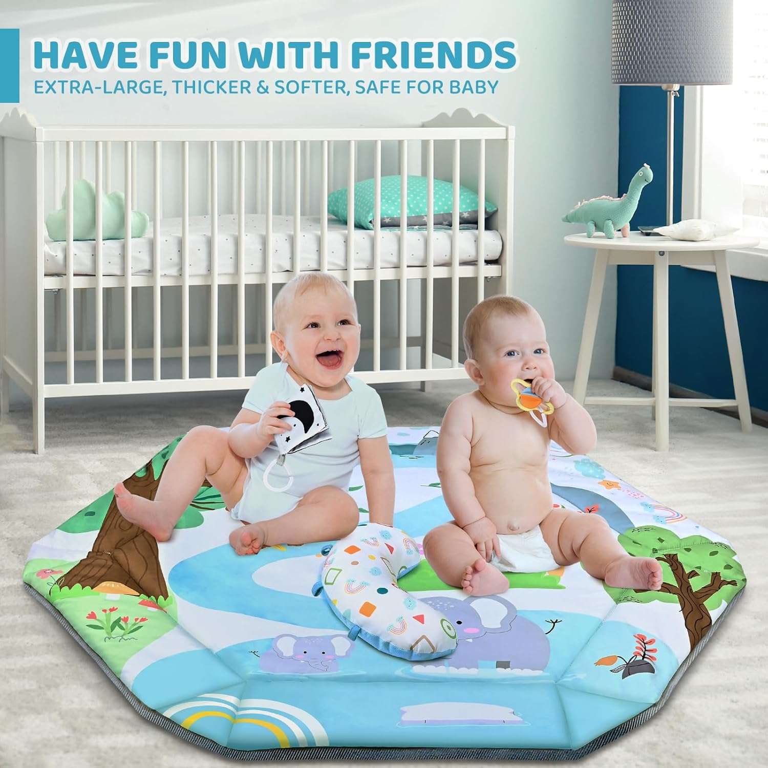 Baby Gym Play Mat, 8-in-1 Tummy Time Mat & Ball Pit with 6 Toys, Washable Baby Activity Play Mat for Visual, Hearing, Sensory, Motor Development, Baby Toys Gift for Toddler Infant 0-3-6-9-12 Months - Image 5