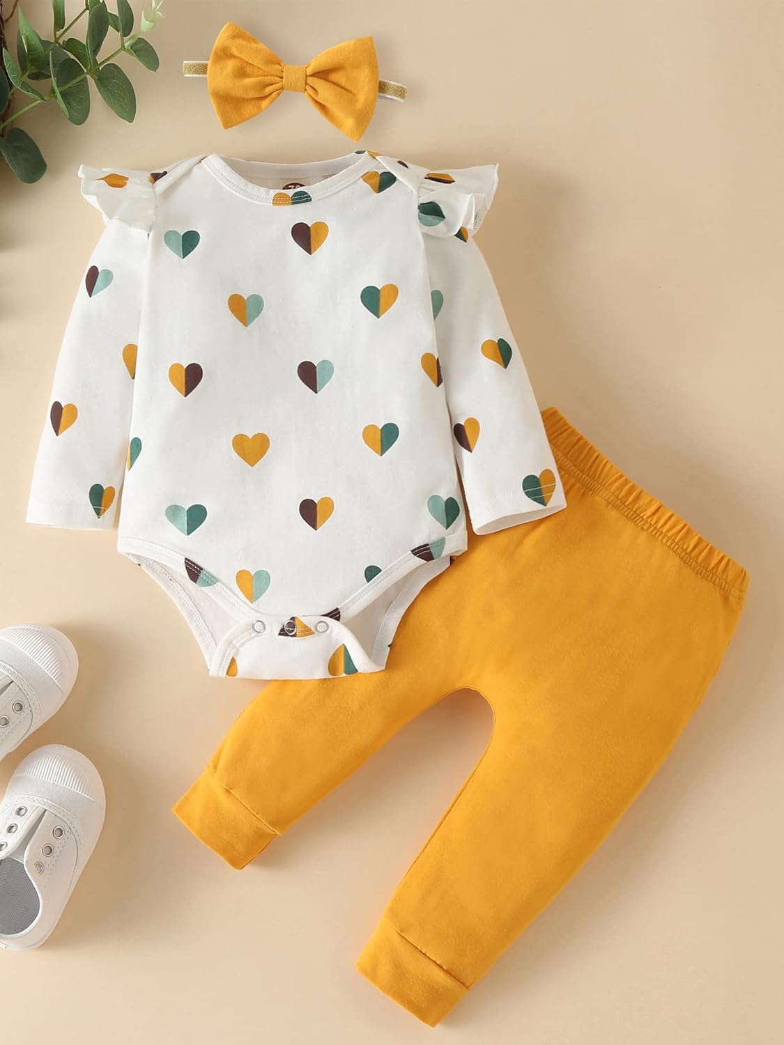 Fullfamous Baby Girl's 3pc Frill Long Sleeve Romper and Pant Set - Image 5