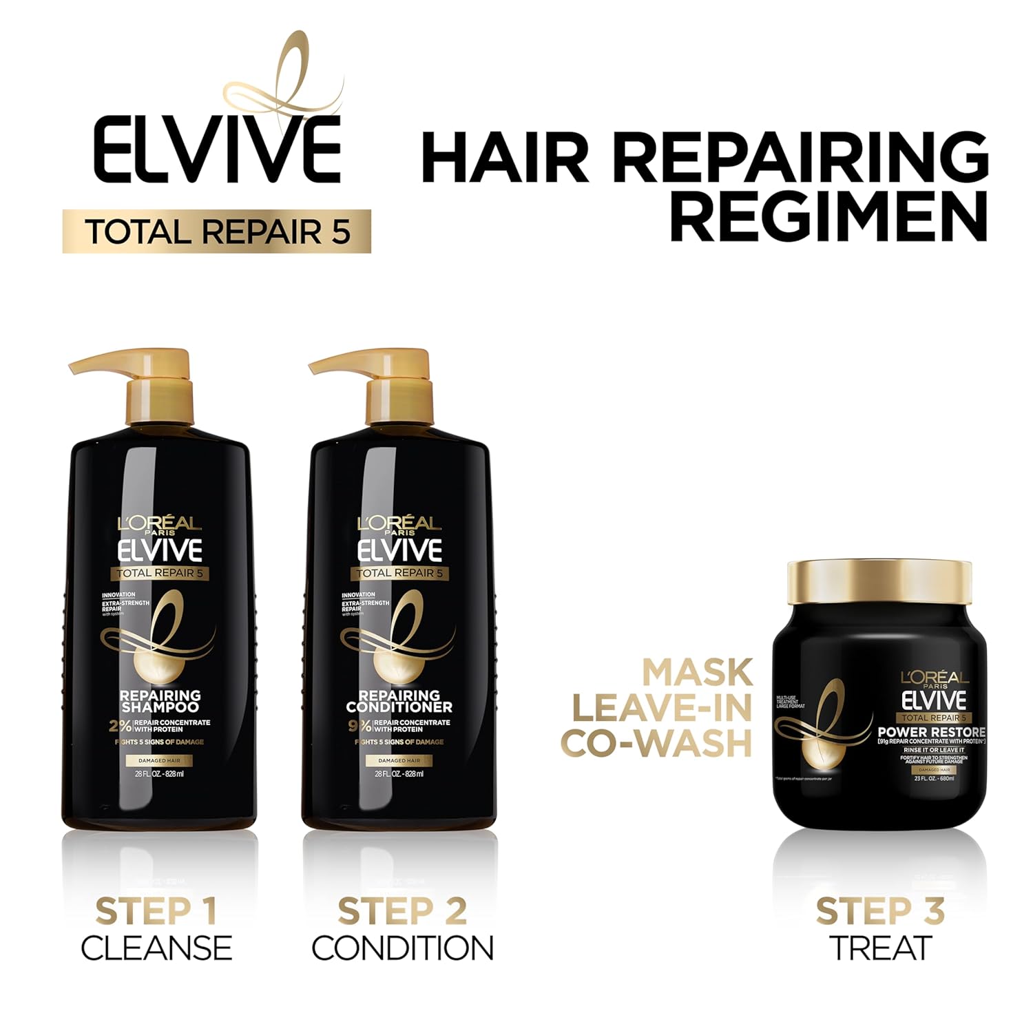 L'Oreal Paris Elvive Total Repair 5 Repairing Shampoo and Conditioner for Damaged Hair, 28 Ounce (Set of 2) - Image 4