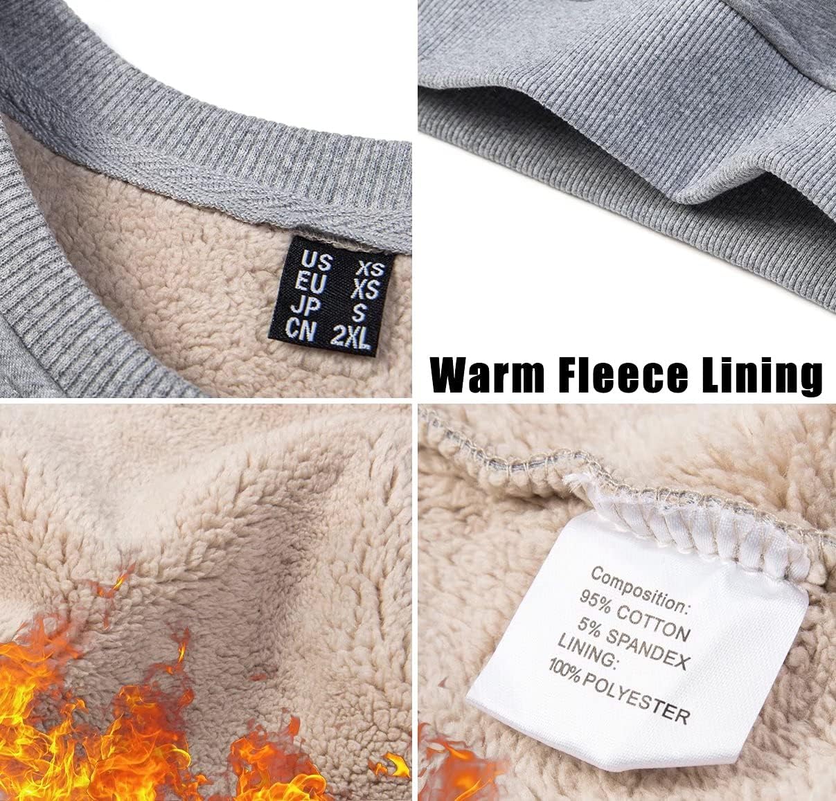 MAGCOMSEN Men's Sherpa Lined Sweatshirts Fleece Pullover Basic Tops Warm Crewneck Winter Sweatshirt - Image 3