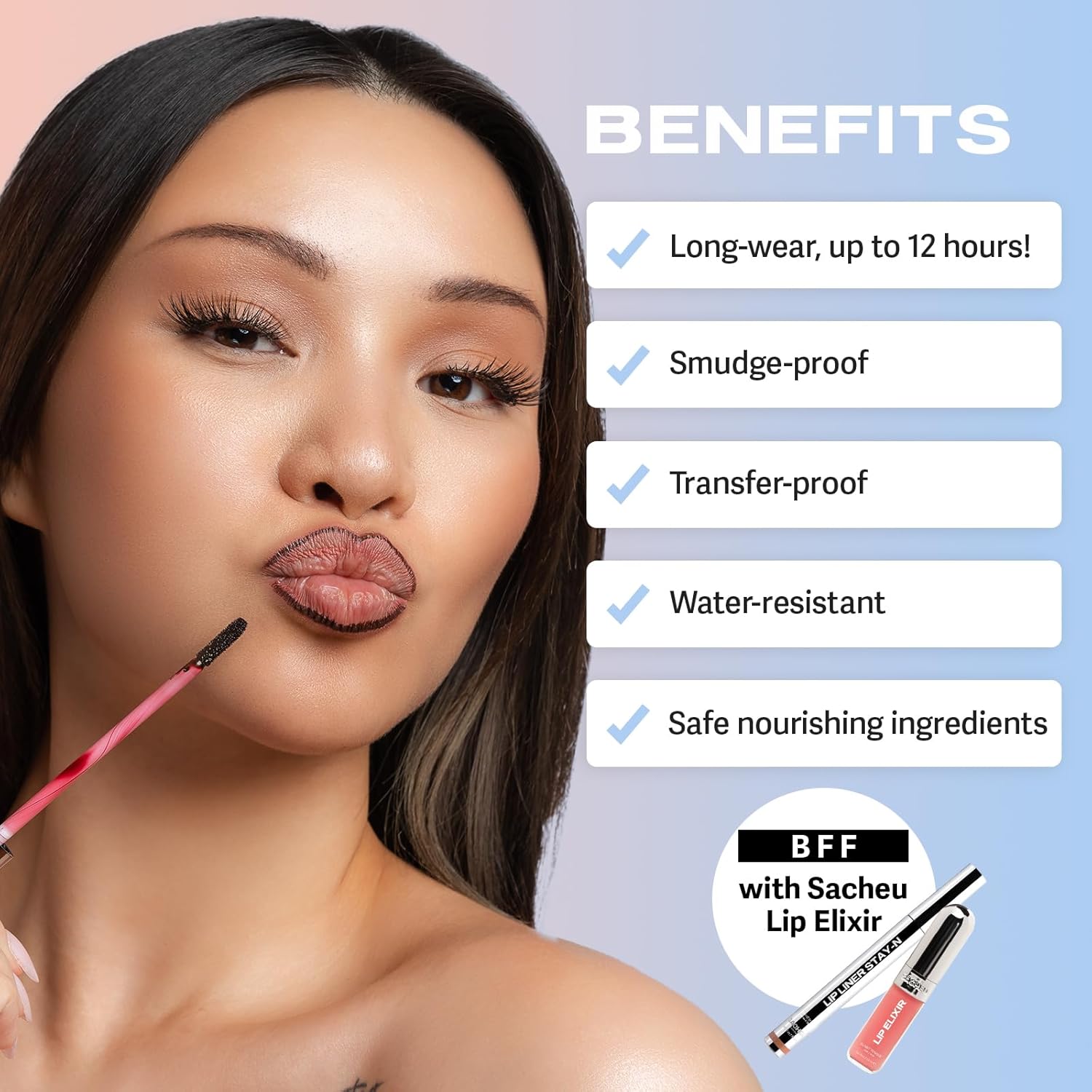 Sacheu Lip Liner Stay-N - Peel Off Lip Stain. Long Lasting Matte Lip Tattoo, Transfer Proof Lipstain Infused with Hyaluronic Acid & Vitamin E, for All Skin Types. Vegan and Cruelty-Free, nOOHde - Image 5