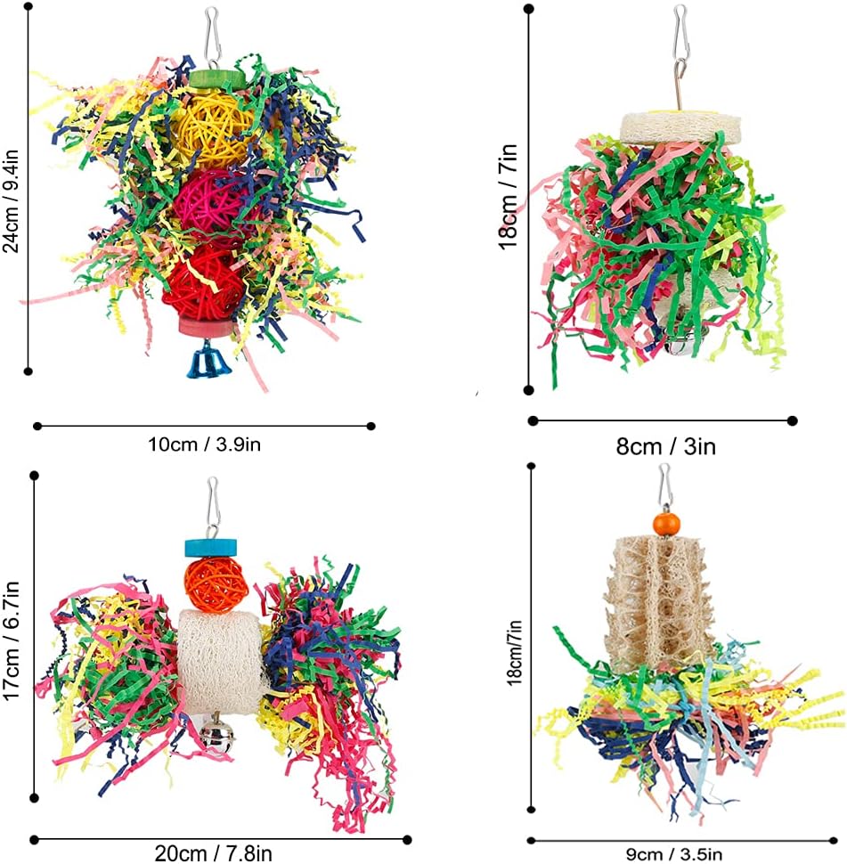 Bird Toys Bird Shredding Foraging Toys Parakeet Toy Chewing Hanging Toy Bird Shredded Paper Bird Cage Accessories Bird Rope Perch for Conure Cockatiel Budgies Lovebird Parrotlet (Without Rope Perch) - Image 7