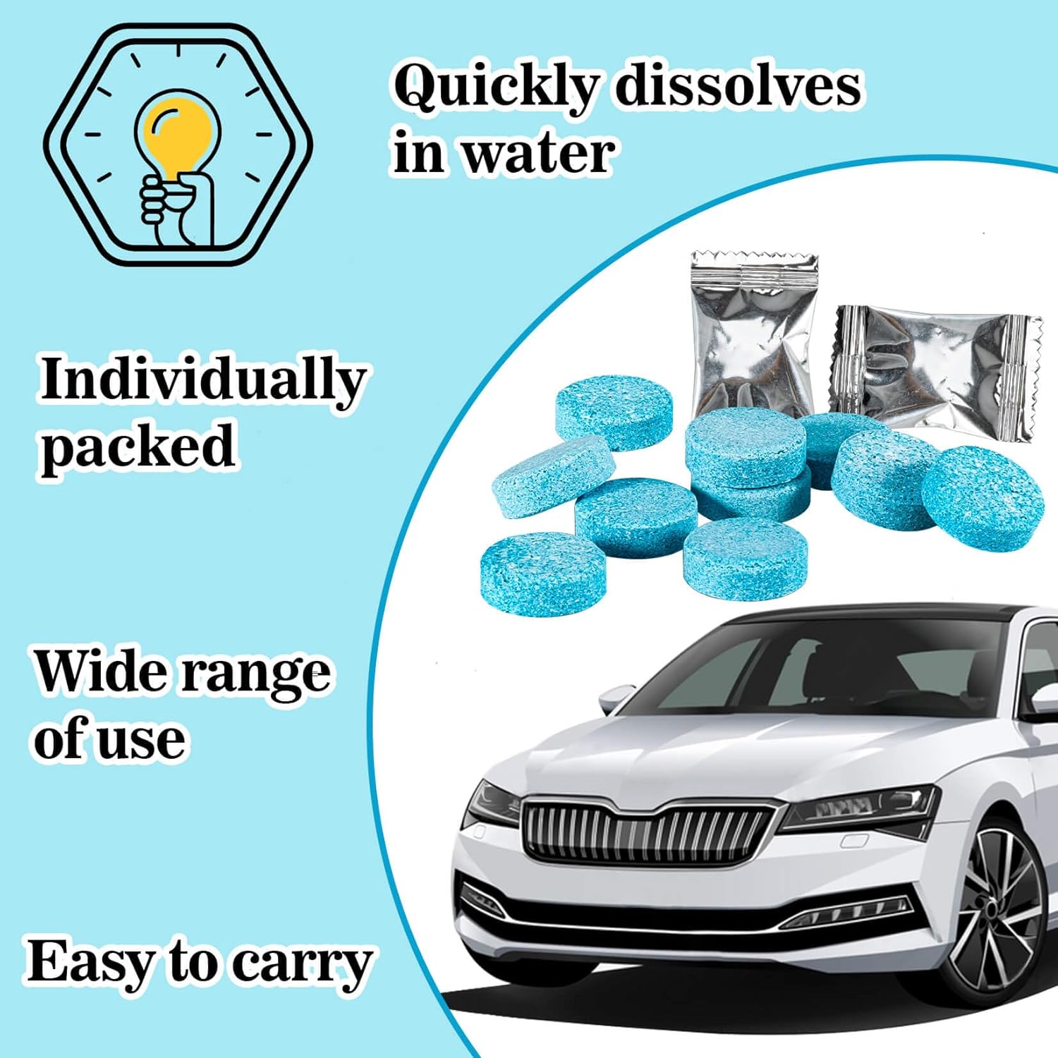 Sukh 150 Car Windshield Washer Tablets - Washer Fluid Tablets Glass Cleaner Concentrate Car Windshield Wiper Fluid Car Windshield Cleaner - Image 5