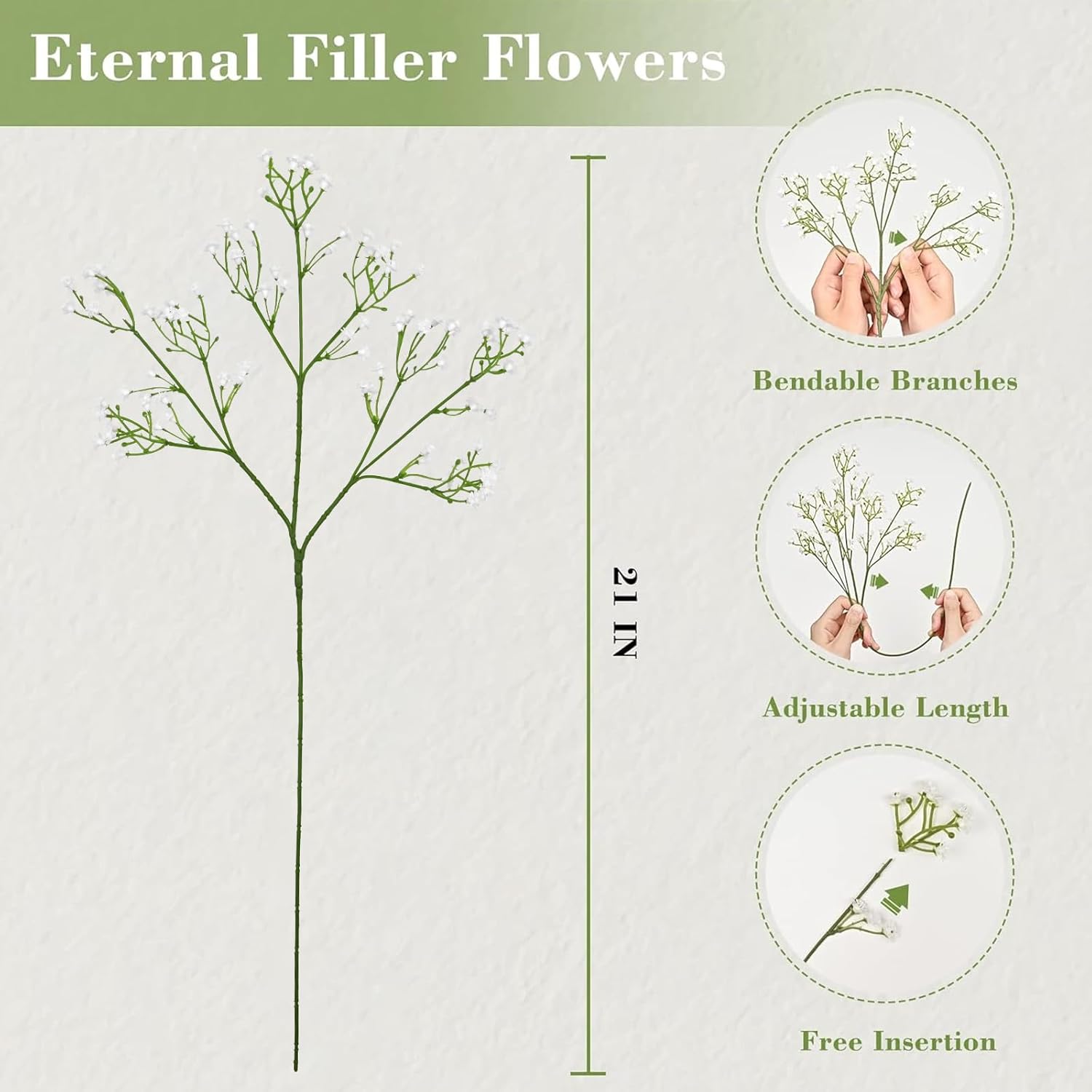 Yastouay Babys Breath Artificial Flowers, 6Pcs Fake White Babys Breath Flowers Artificial Bulk, Real Touch Faux Babies Breath Gypsophila Bouquet for Wedding Floral Arrangement Party Decor - Image 5