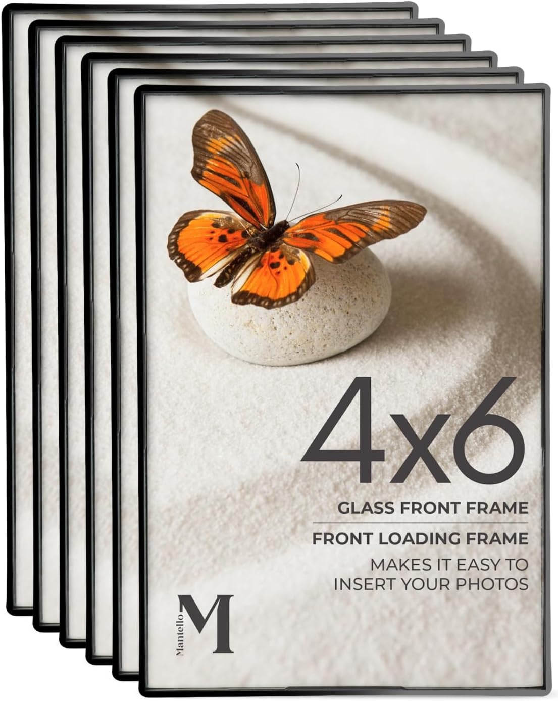 Mantello Front Loading Black Picture Frame - 4x6-Inch Photos -For Tabletop or Wall Decor - Artwork - 6 Pack - Image 2