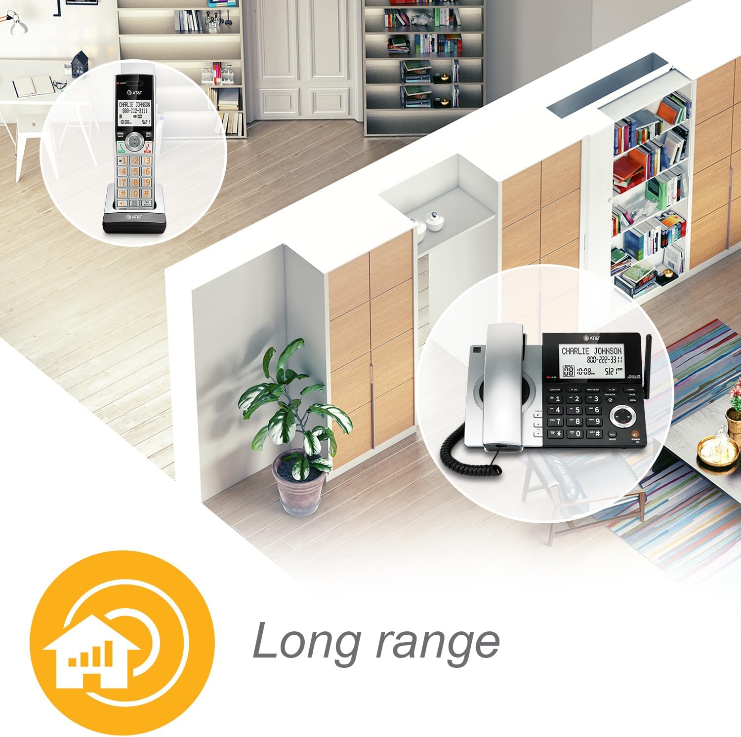 AT&T CL84107 DECT 6.0 Expandable Corded/Cordless Phone with Smart Call Blocker, Black/Silver with 1 Handset - Image 5