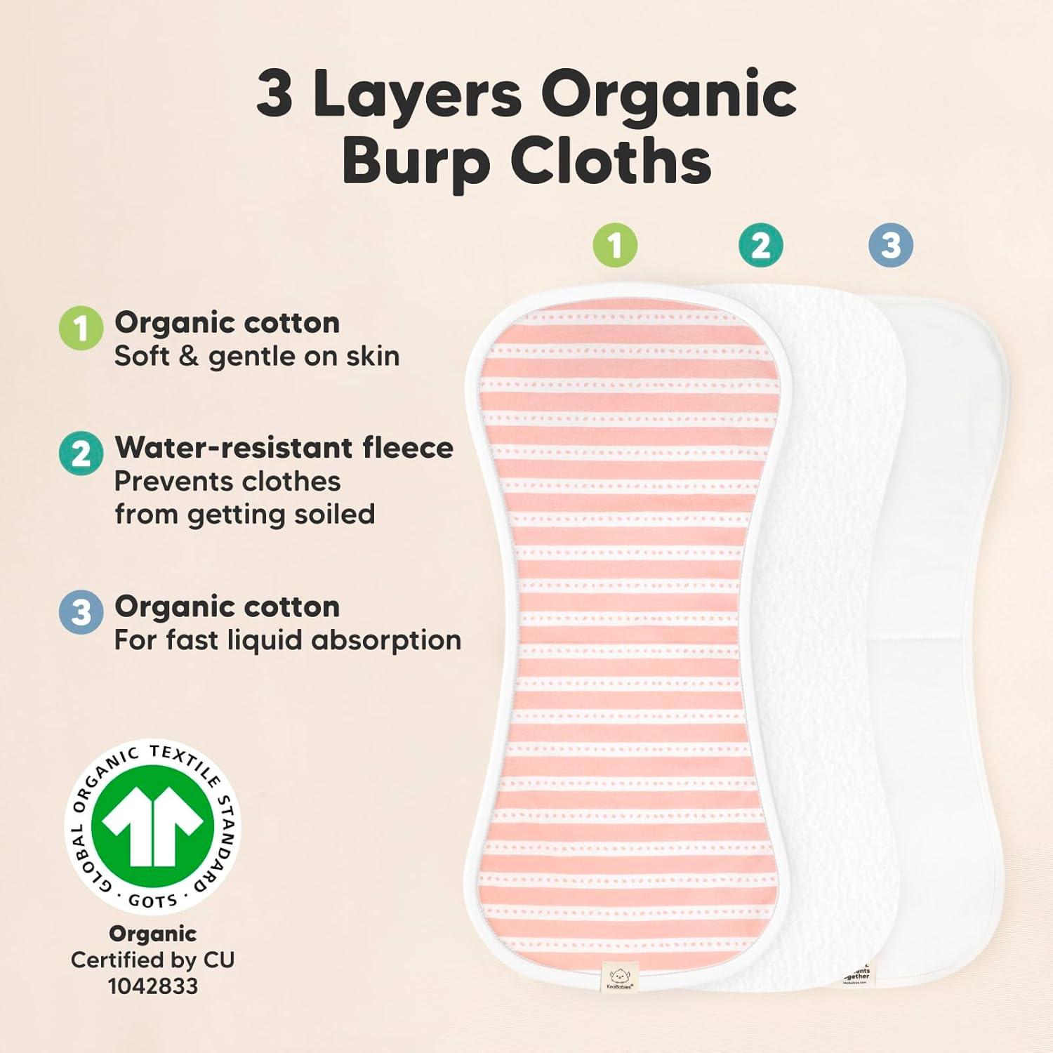 Organic Burp Cloths for Baby Boys and Girls - 5-Pack Super Absorbent Burping Cloth, Burp Clothes, Soft & Plush, Newborn Milk Spit Up Rags, Burpy Cloth Bib for Unisex, Burping Rags (Sweet Charm) - Image 5