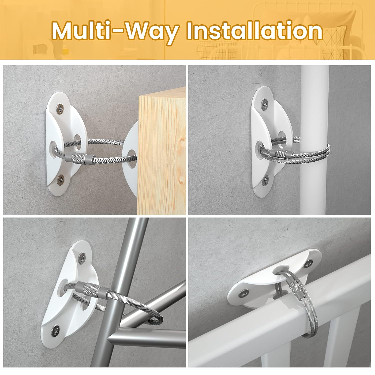 Furniture Anchors (10 Pack) for Baby Proofing, Furniture Straps Anti Tip Furniture Anchor Securing 400 lbs/Keep Baby Pet Safety from Falling Furniture, Metal White Earthquake Straps - Image 9