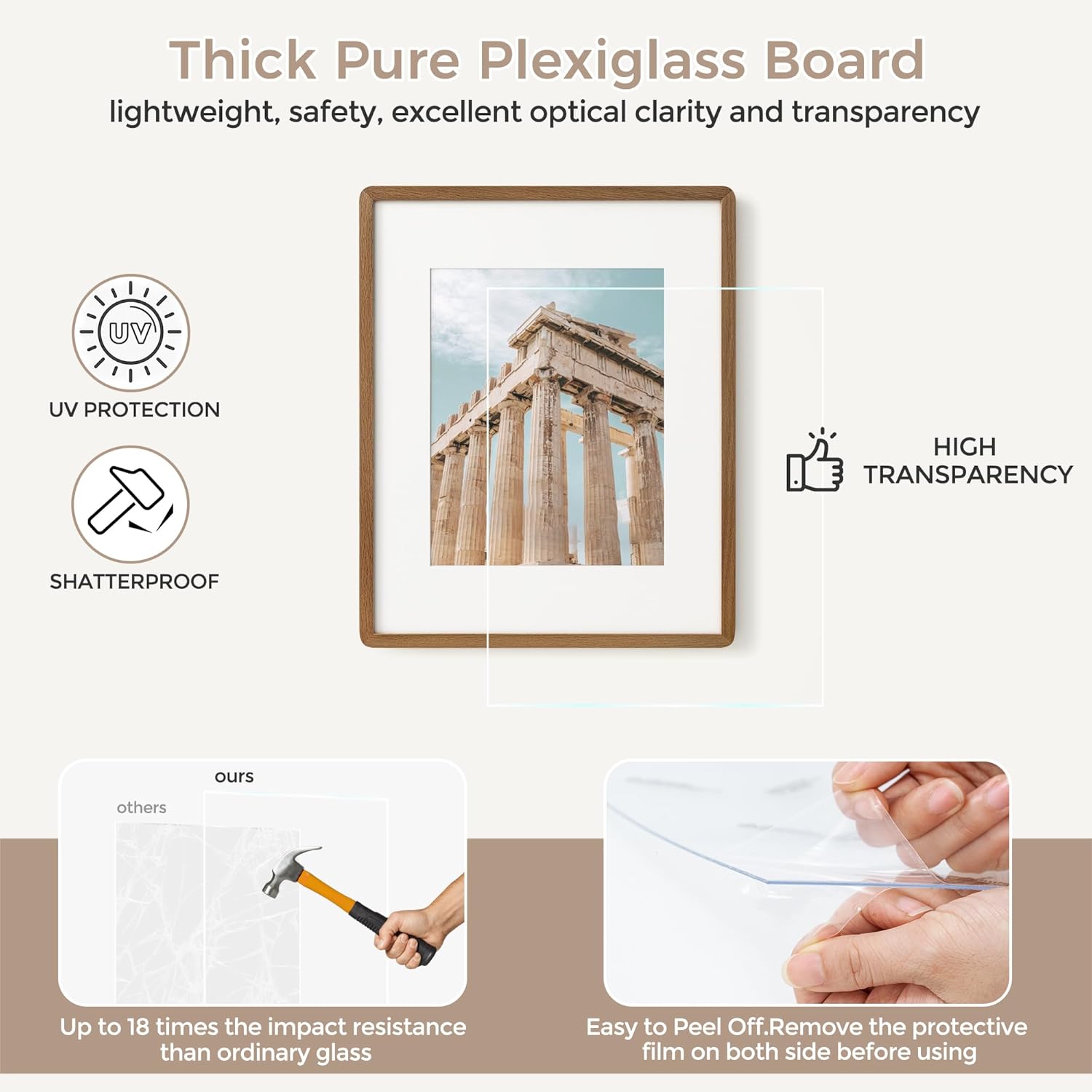 4x6 Picture Frame | Solid Oak Wood 4''x6''Photo Frame | 4x6 Picture Frame With Mat For 3.5x5 | Plexiglas And Hanging Hardware Included | 4 By 6 Picture Frame Wood (Walnut, 1 Pack) - Image 7