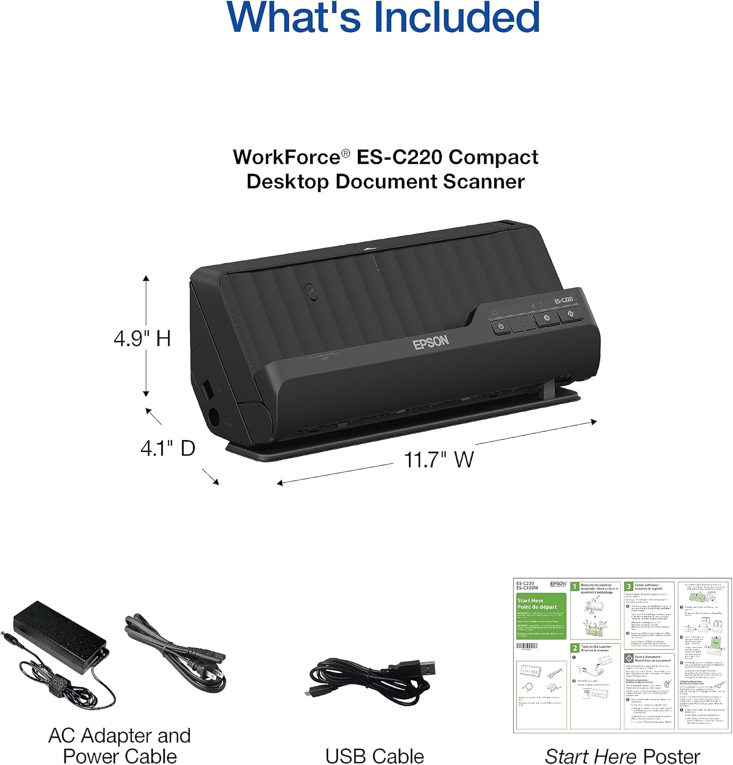 Epson Workforce ES-C220 Compact Desktop Document Scanner with 2-Sided Scanning and Auto Document Feeder (ADF) for PC and Mac - Image 5