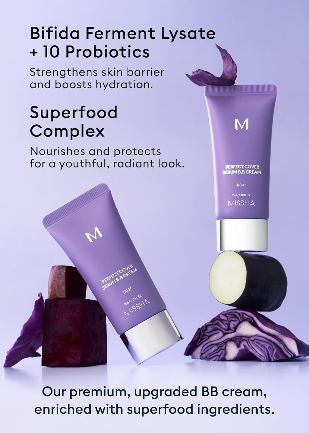 MISSHA M PERFECT COVER SERUM BB CREAM No.23 Natural Beige, Skin Care Foundation Makeup, Tinted Moisturizer, Superfood Complex, Buildable Coverage, Glass Skin, Paraben Free, 1.18 Fl oz - Image 7