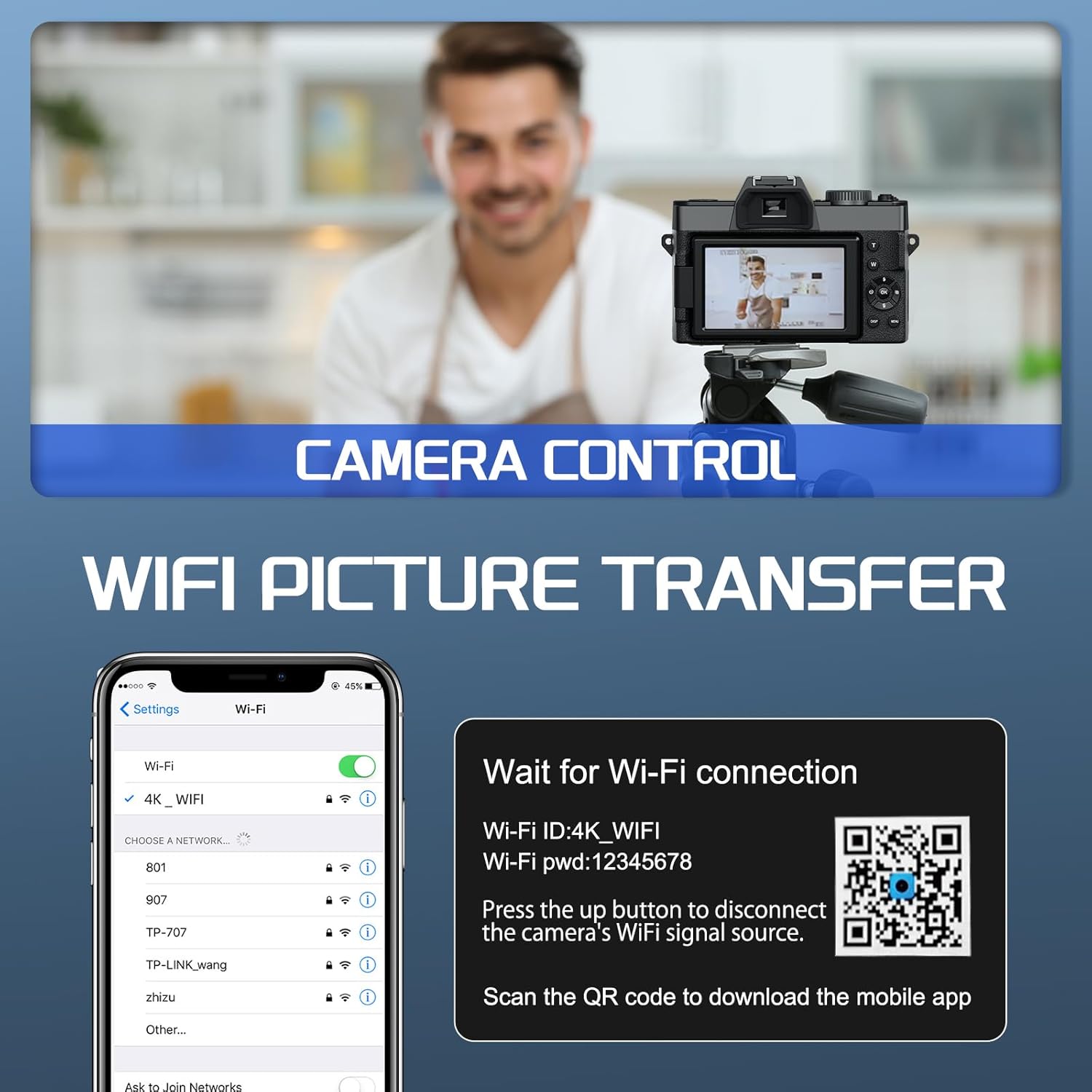 48MP Digital Cameras for Photography with WiFi & App Control,4K Autofocus Vlogging Camera for YouTube with 16X Zoom, Anti-Shake, 32GB TF Card, Dual Batteries, 52mm Wide Angle & Macro Lens - Image 9