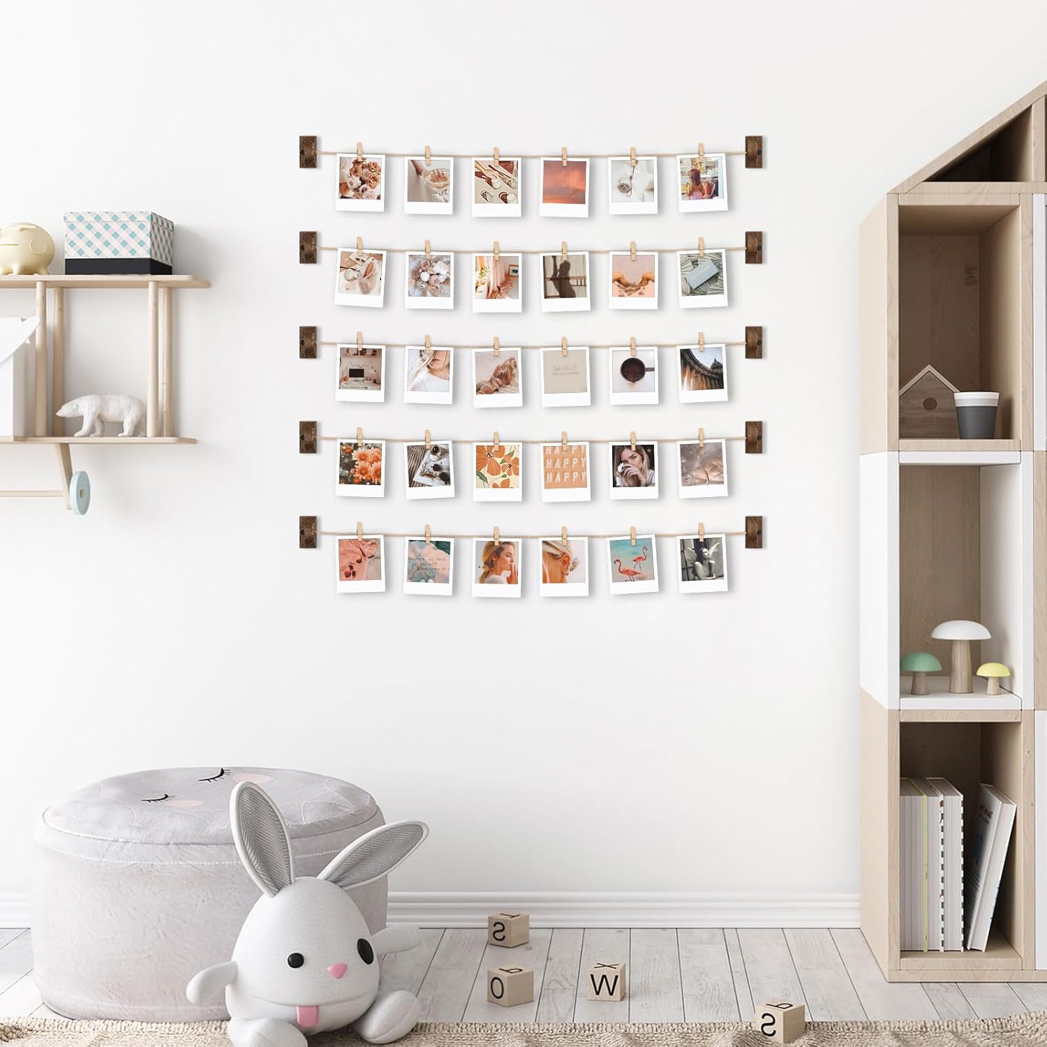 Emfogo Picture Frames Collage Wall Decor Photo Frame Collage Picture frames with 30 Clips Wall Decor Walnut - Image 7