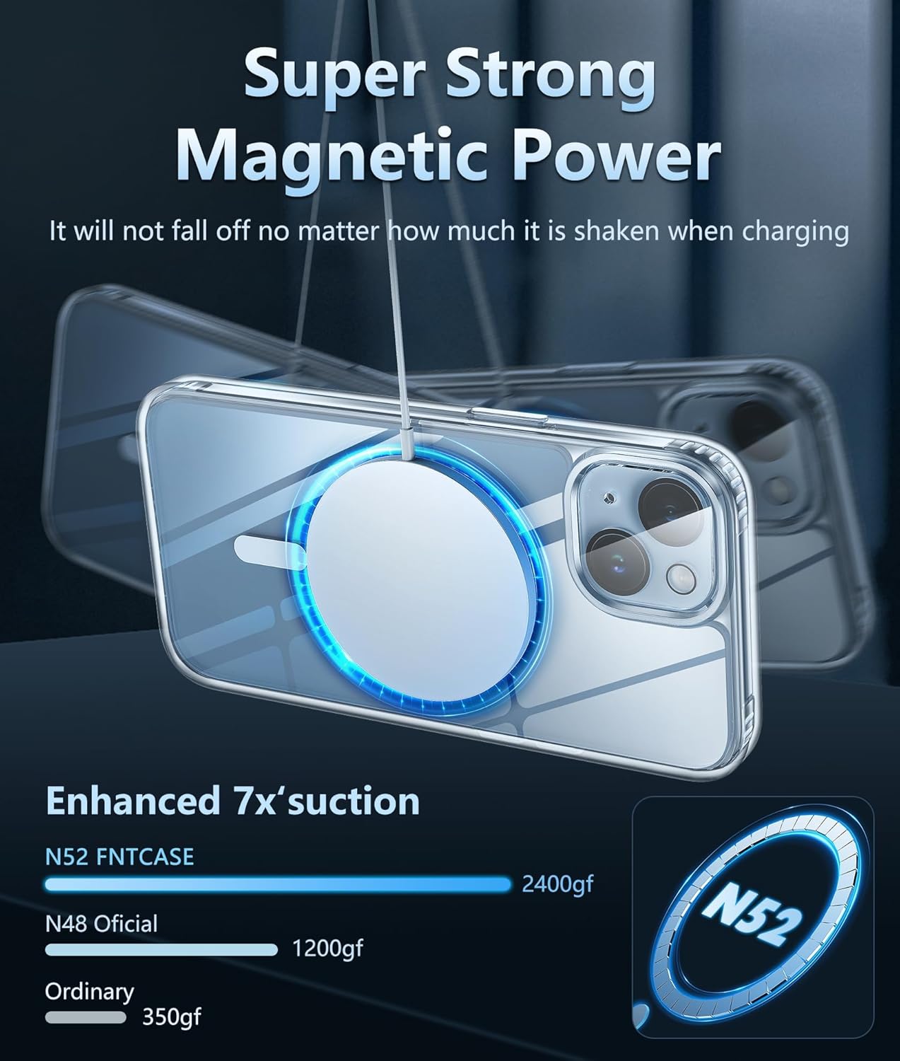 FNTCASE for iPhone 15 Case: for iPhone 14 Case | Support Magnetic Charging Military Grade Drop Protection Anti Yellowing | Rugged Sturdy Shockproof Protective Cell Phone Cover - 6.1 inch (Clear) - Image 4