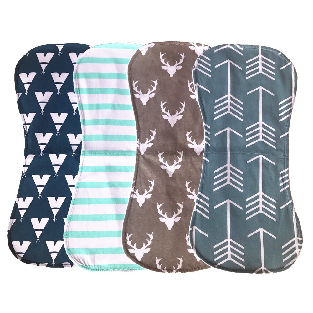 Baby Burp Cloths Baby Burp Set Curved Absorbent and Soft Valuable 4 Pack - Image 3
