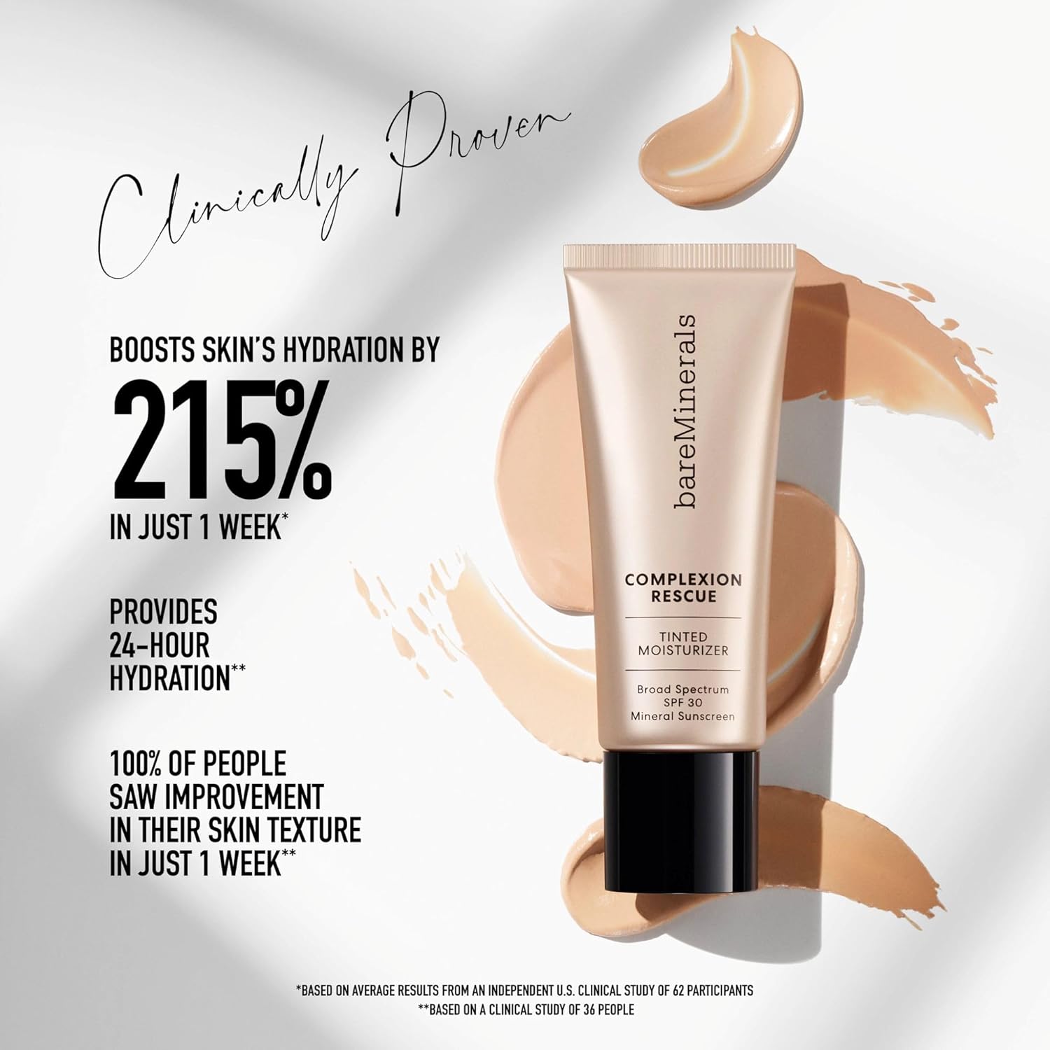 bareMinerals Complexion Rescue Tinted Moisturizer for Face with SPF 30, Vegan Tinted Mineral Sunscreen with Hyaluronic Acid - Image 5