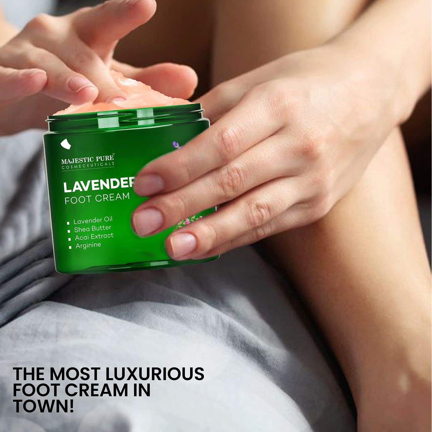 Majestic Pure Lavender Oil Foot Cream, Warming Cream - Calluses, Dry Cracked Feet, Hands, Heels, Elbow, Nails, and Knees - Softens & Moisturizes Skin - 8 oz - Image 5
