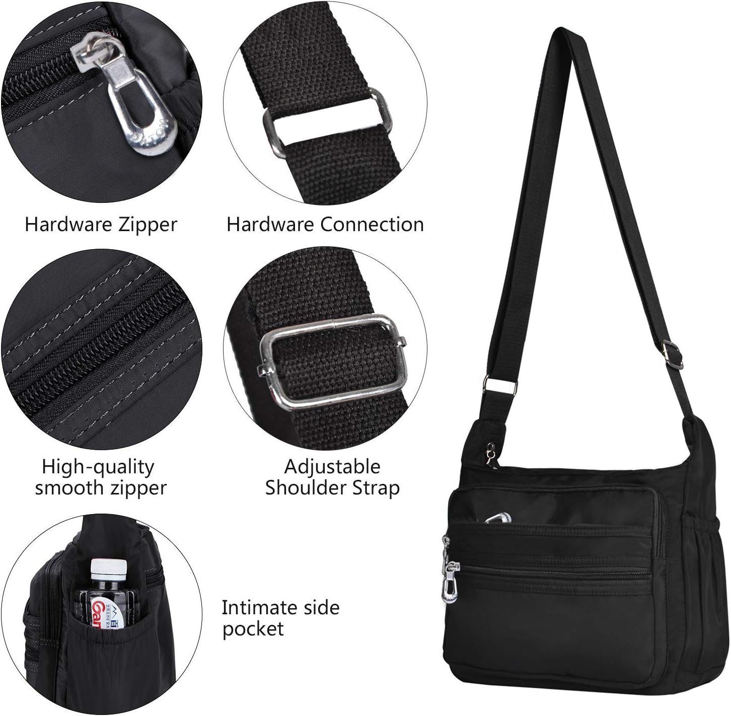 Crossbody Bag for Women Waterproof Shoulder Bag Messenger Bag Casual Nylon Purse Handbag - Image 4