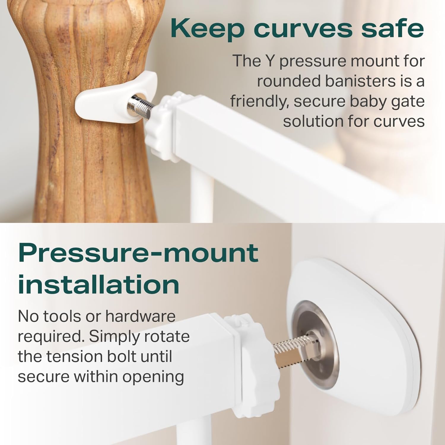 Cumbor 29.7-51.5" Baby Gate Extra Wide, Safety Dog Gate for Stairs, Easy Walk Thru Auto Close Pet Gates for The House, Doorways, Child Gate Includes 4 Wall Cups,White, Mom's Choice Awards Winner - Image 6