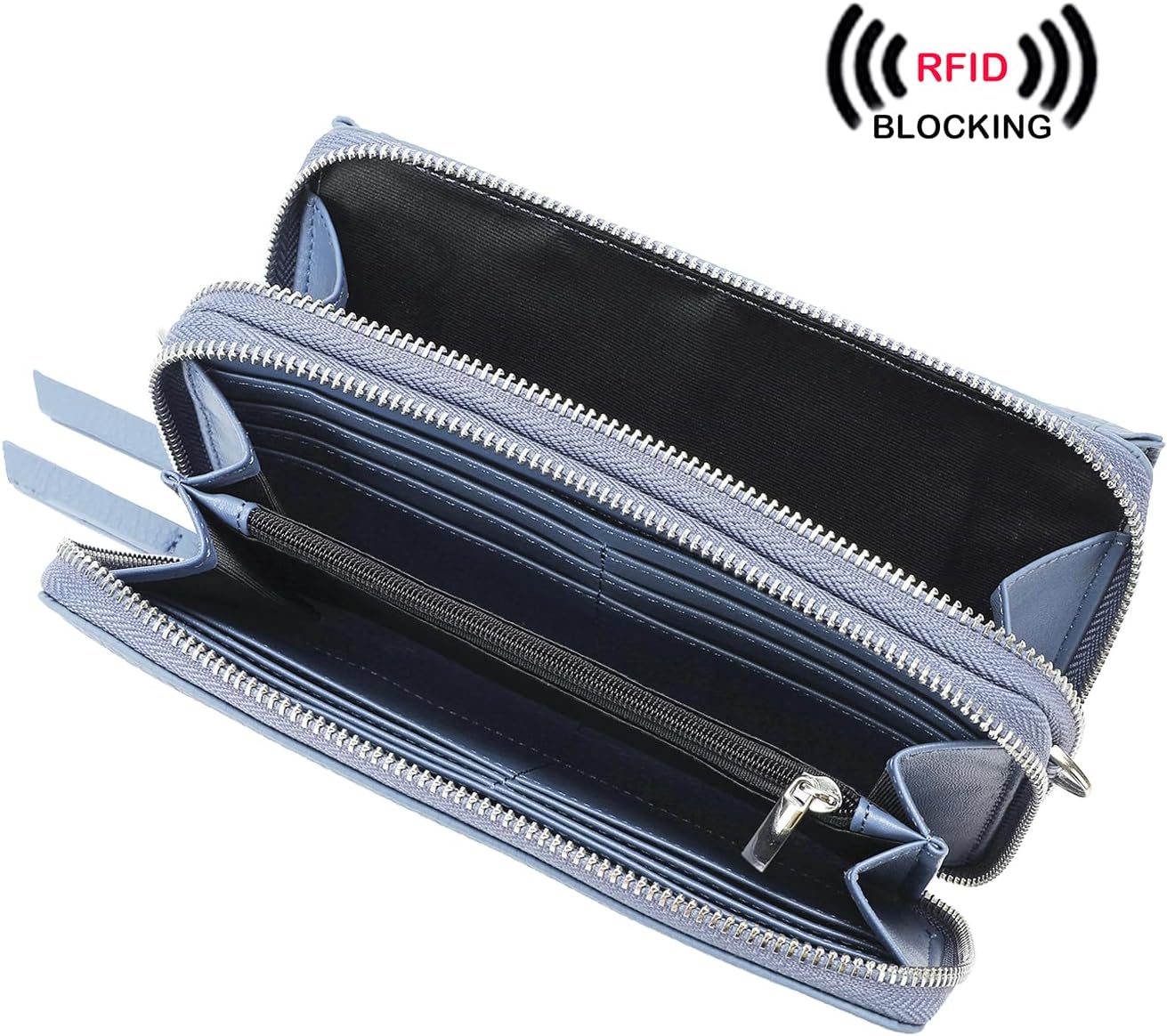 Lanyani RFID Crossbody Wallet Wristlet Purse with Phone Pocket For Women Vegan Leather - Image 3