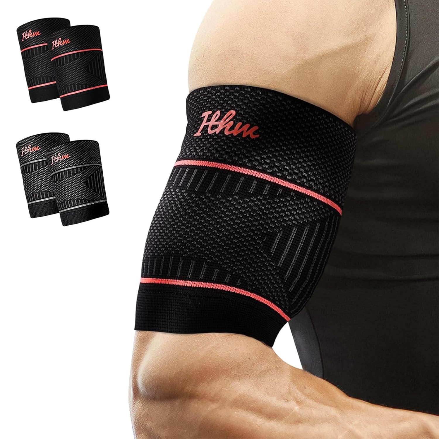 Bicep Tendonitis Brace for Pain Relief, Bicep Tendonitis Sleeve for Muscle Strains Recovery, Bicep Compression Sleeve for Workouts (Large, 1Pair) - Image 2