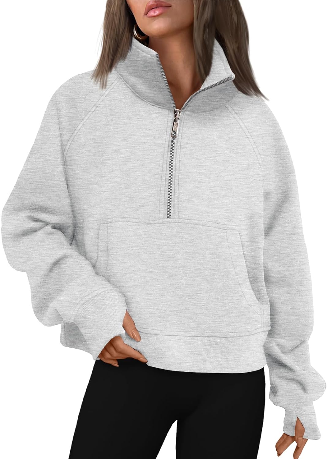 AUTOMET Womens Sweatshirts Half Zip Cropped Pullover Fleece Quarter Zipper Hoodies 2025 Fall Fashion Outfits Clothes - Image 2