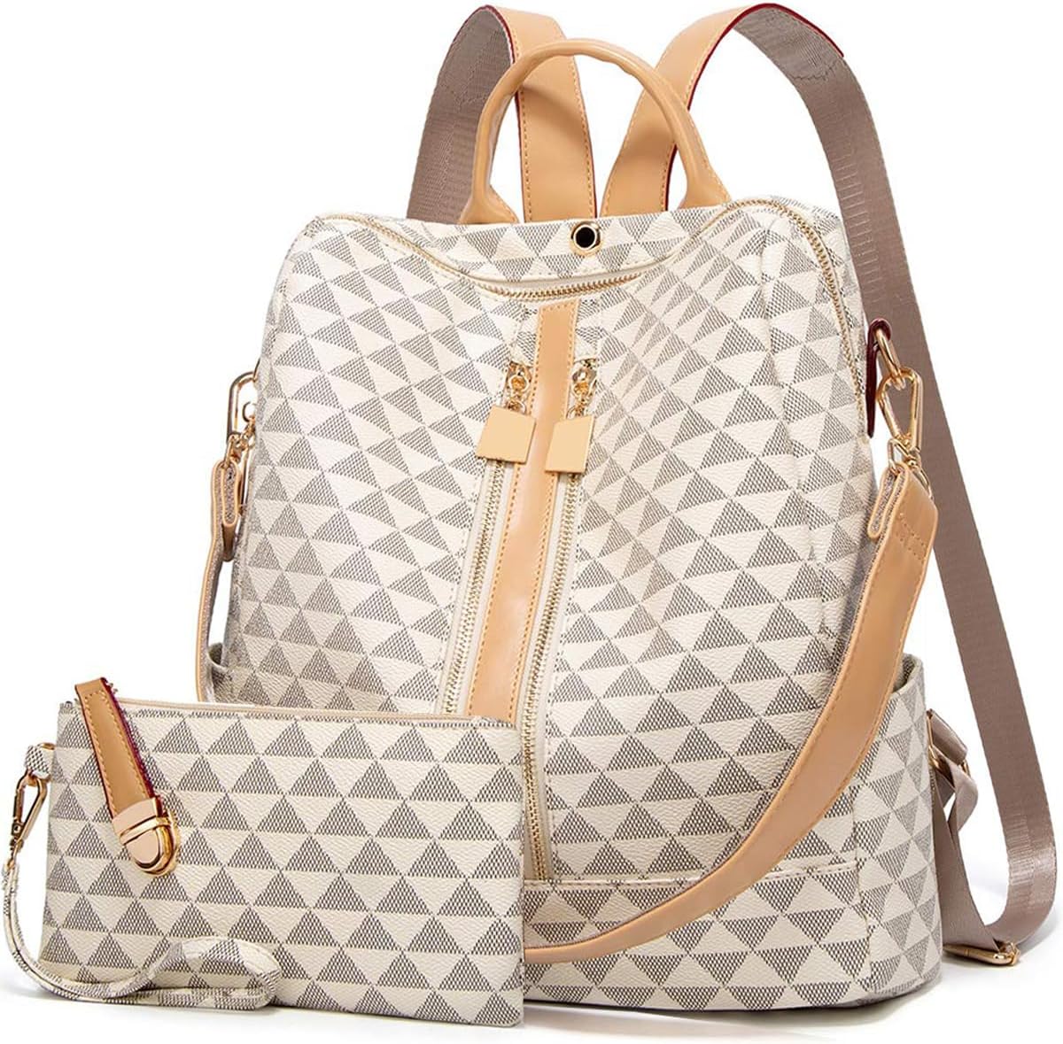 Makes Backpack Purse for Women PU Leather Travel Satchel Handbag Convertible Design Bag with Purse 2 Piece - Image 2