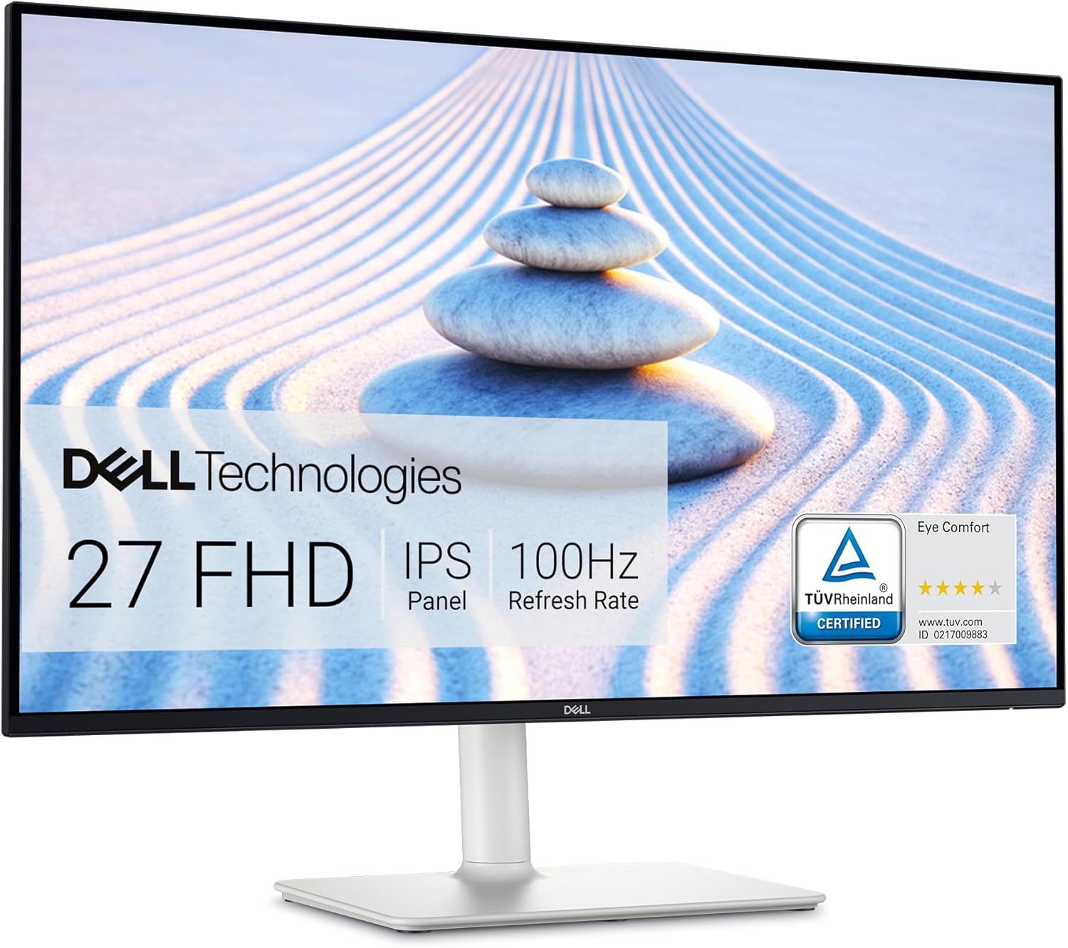 Dell S2725HS 27 Inch Monitor, FHD (1920x1080) Display, 100Hz Refresh Rate, 1500:1 Contrast Ratio, TÜV Rheinland Eye Comfort 4 Star, Integrated 2x5W Speaker, Height/Tilt/Swivel/Pivot- Ash White Color - Image 2