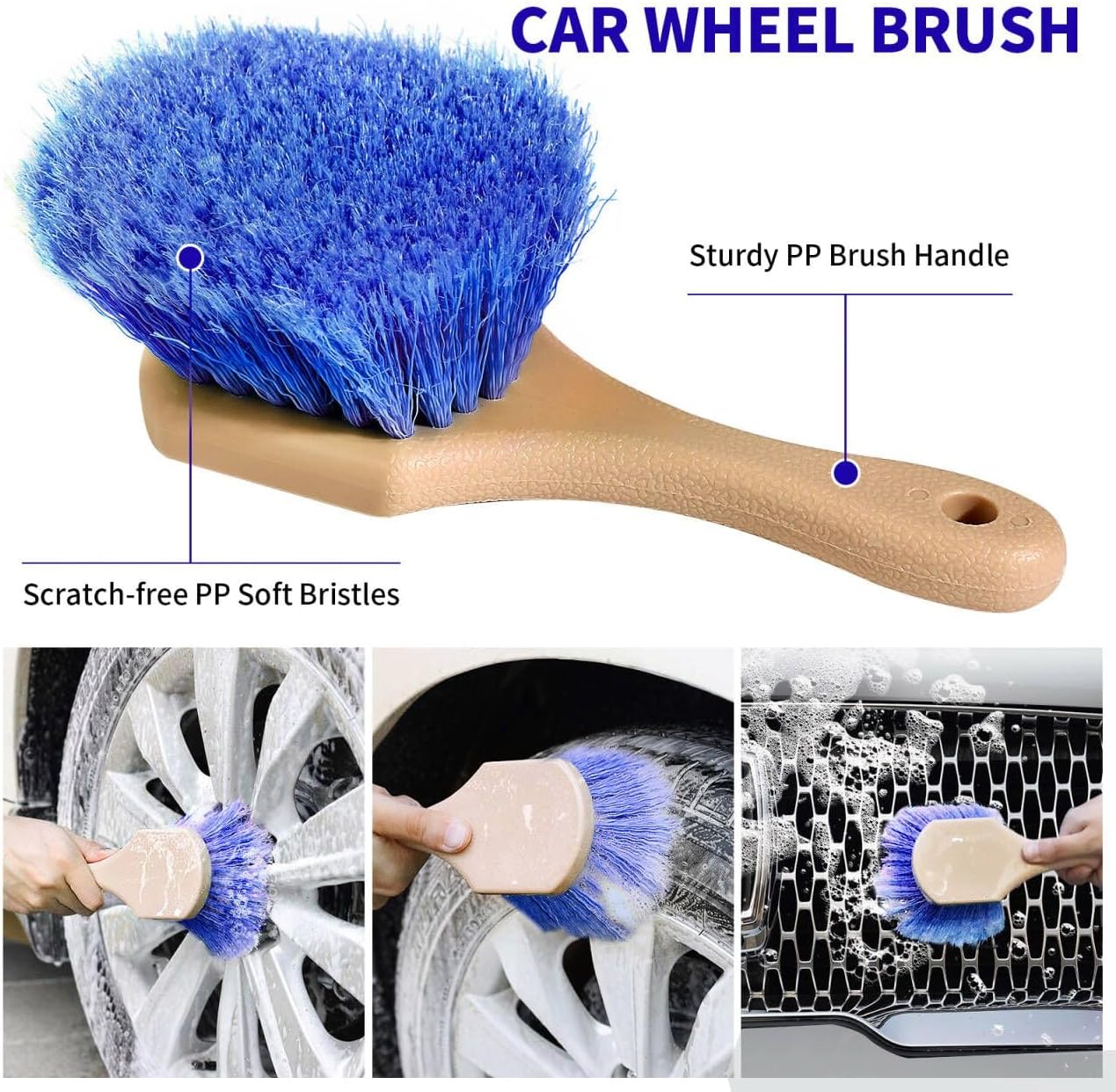 62'' Car Wash Brush with Long Handle, Scratch-Free Soft Bristles Sturdy Car Wash Mop Kit, Complete Car Cleaning Brush Kit Wash Mitt Towel Windshield Squeegee Wheel Tire Brush for Car Truck RV - Image 6