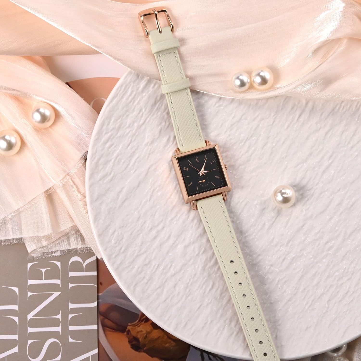 WOCCI 12mm Grace Watch Band for Ladies, Top Grain Leather, Quick Release Replacement Strap with Gold Buckle (Beige) - Image 10