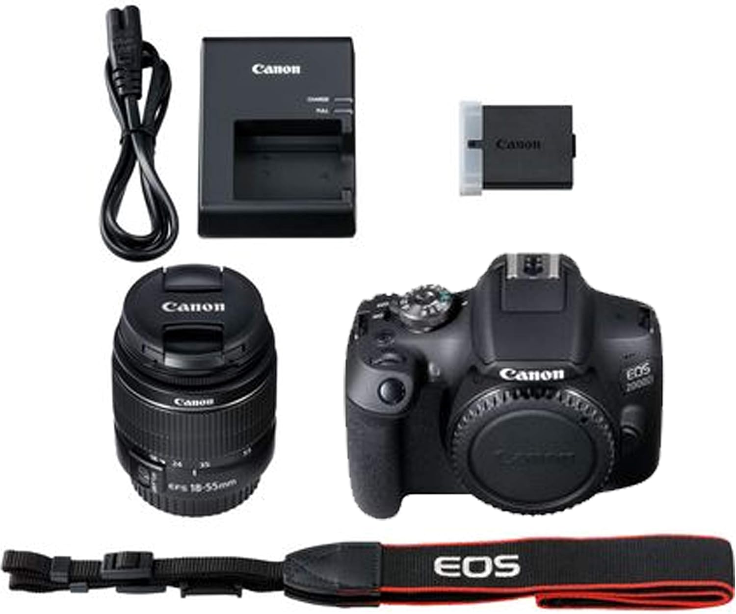 Canon EOS 2000D / Rebel T7 DSLR Camera w/EF-S 18-55mm F/3.5-5.6 Zoom Lens + 64GB Memory, LED Video Light, Case, Gripster Tripod, and More (Essential Bundle) (Renewed) - Image 9