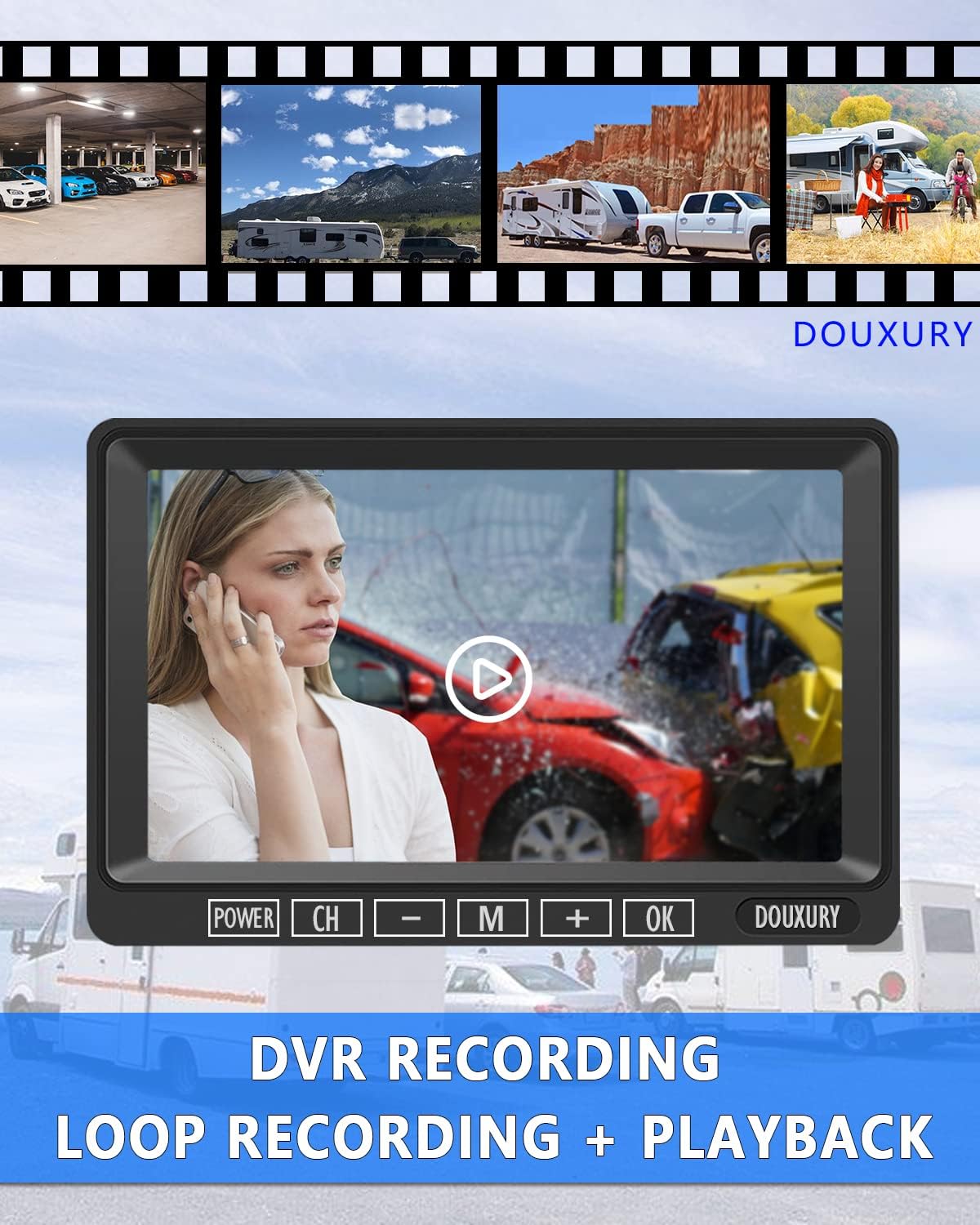 FHD 1080P 2 Digital RV Wireless Backup Camera System for RV Trailer Truck Bus Motorhomes 5th Wheels 4CH 7'' Monitor Highway Monitoring System IP69K Waterproof Super Night Vision Strong Signal - Image 3