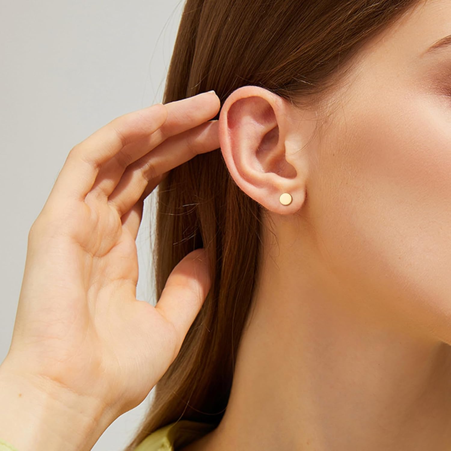JIAYIQI 925 Sterling Silver Stud Earrings Simple Mini Bar Circle Dot Heart Star Lightning Bolt Stud Earrings 14K Gold Plated Cartilage Earrings Studs for Women Men Hypoallergenic Jewelry - Image 8